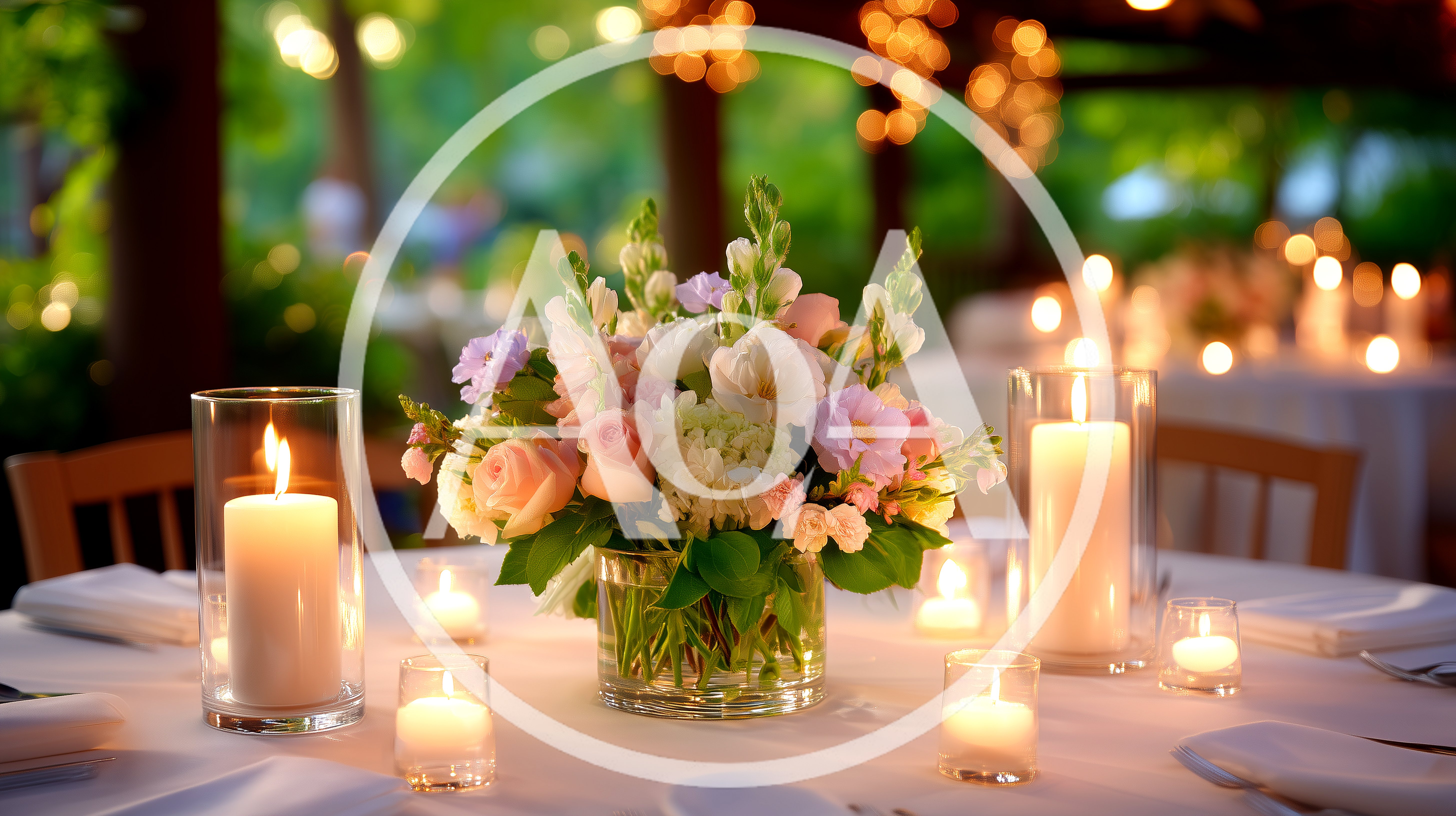Elegant Wedding Table Centerpiece With Candles