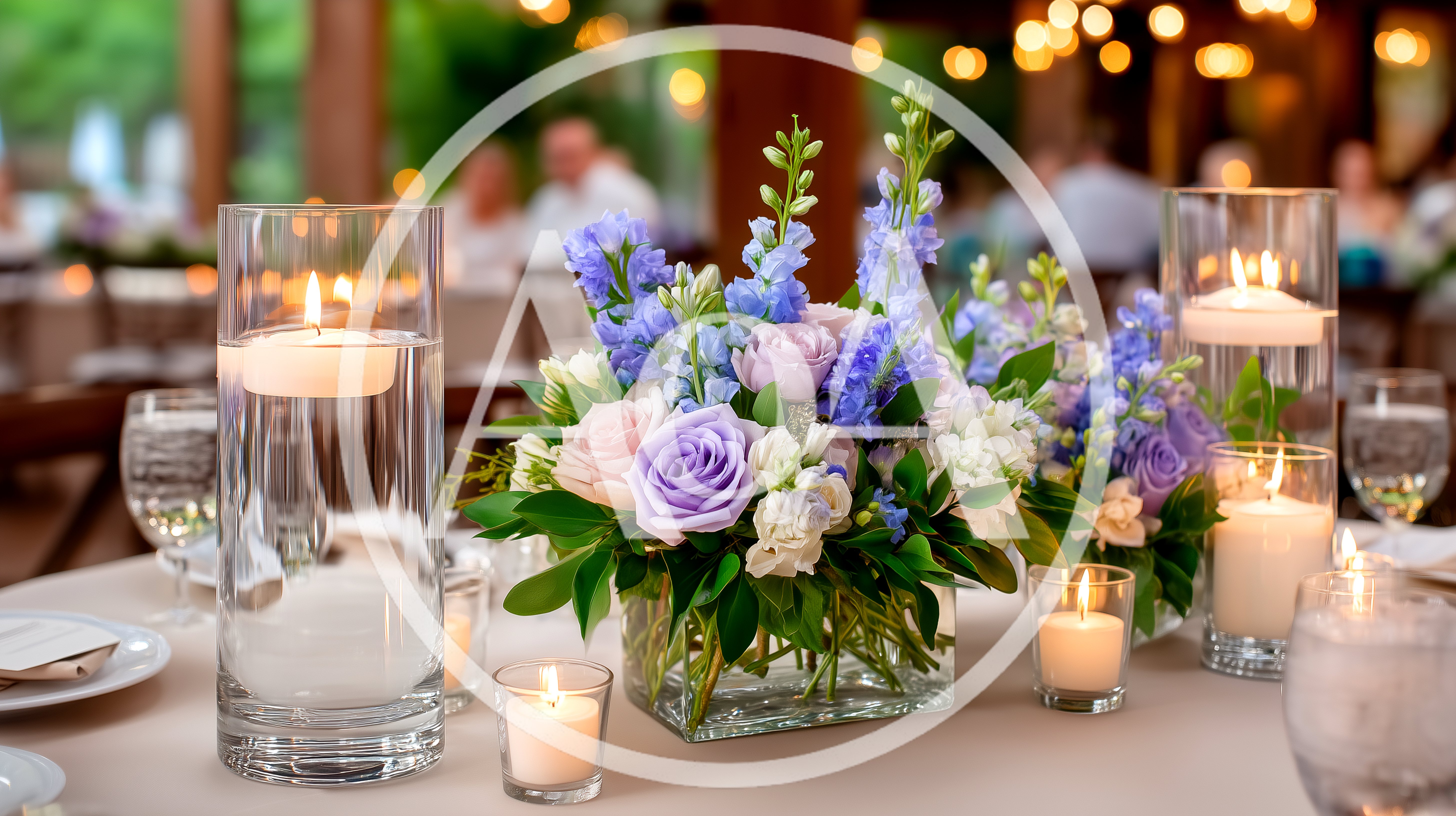 Elegant Wedding Table Centerpiece With Floral Arrangement And Candles