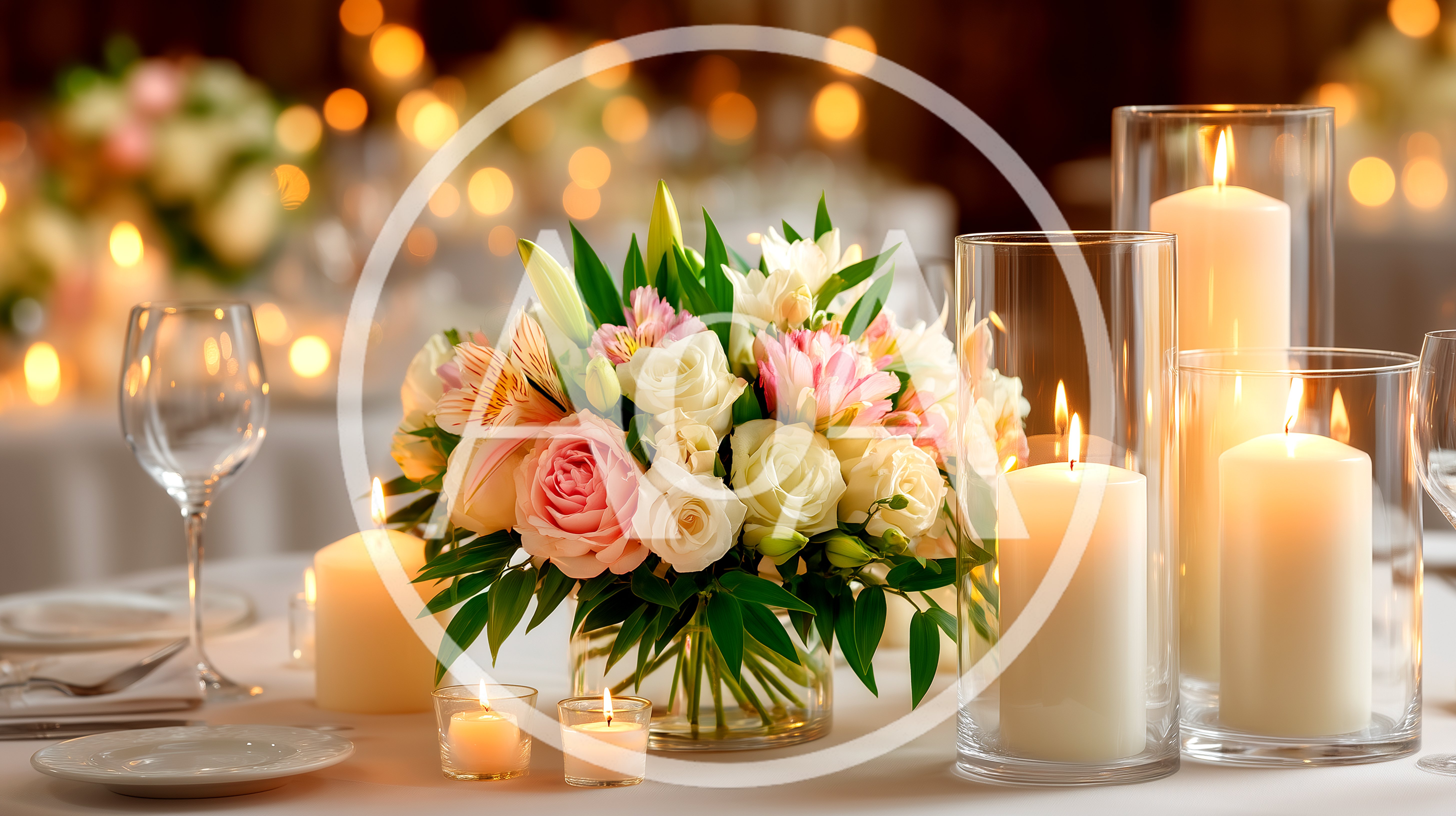 Elegant Wedding Table Centerpiece With Candles