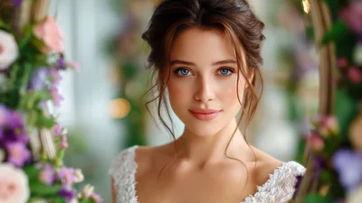 Portrait Of A Beautiful Bride With Floral Decor