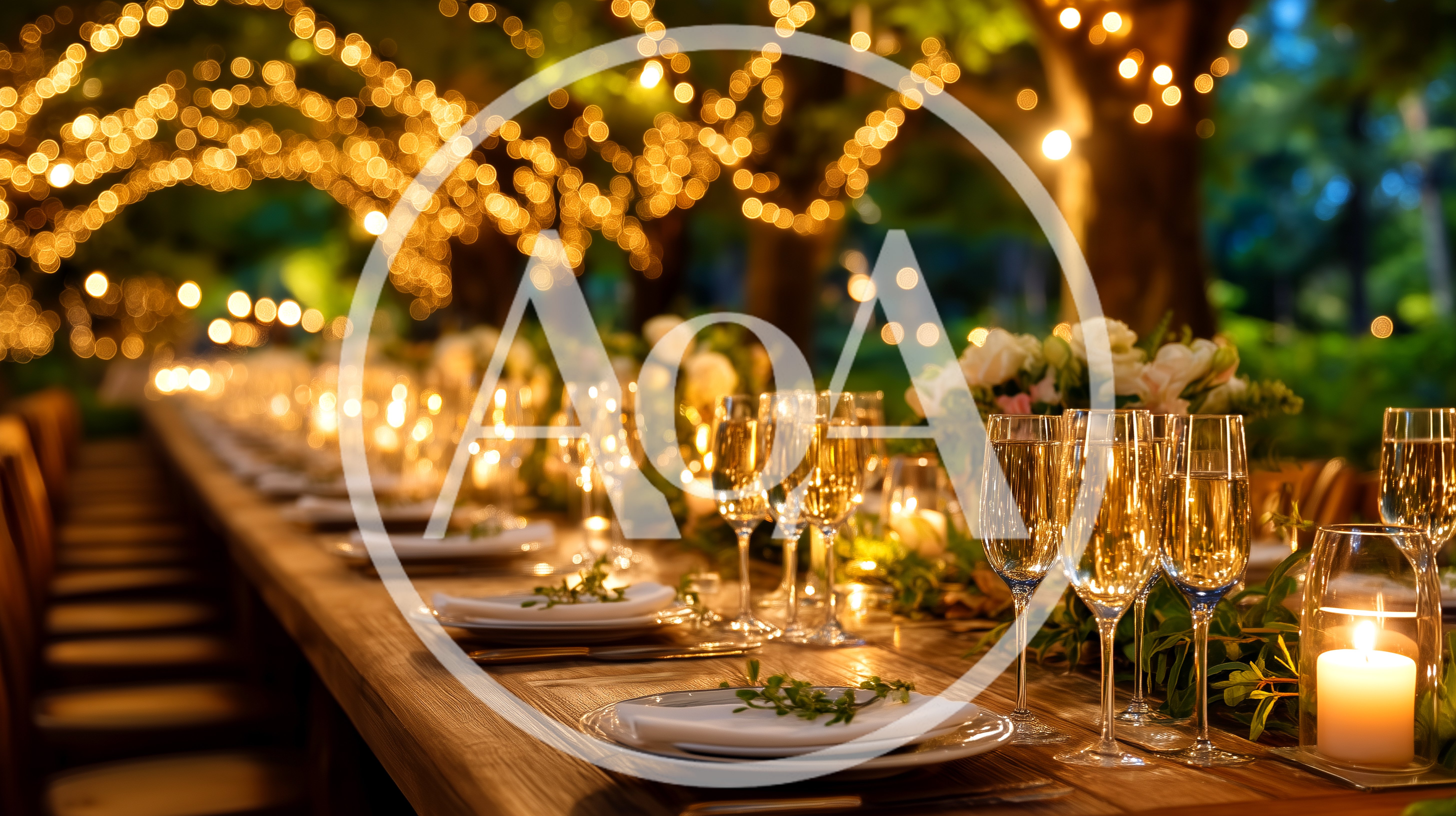 Elegant Outdoor Wedding Reception Table Setting At Night