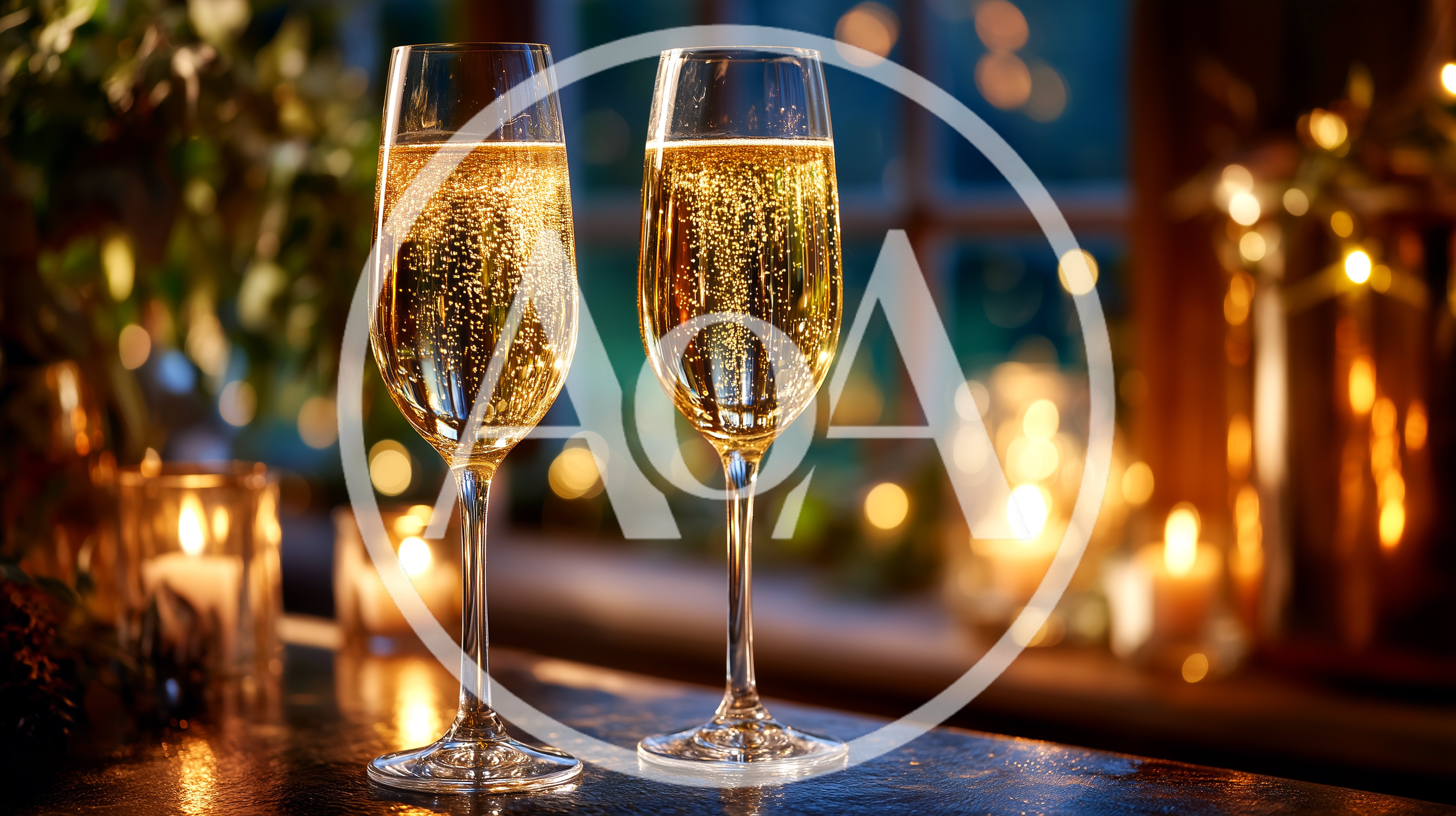 Two Champagne Flutes With Sparkling Wine