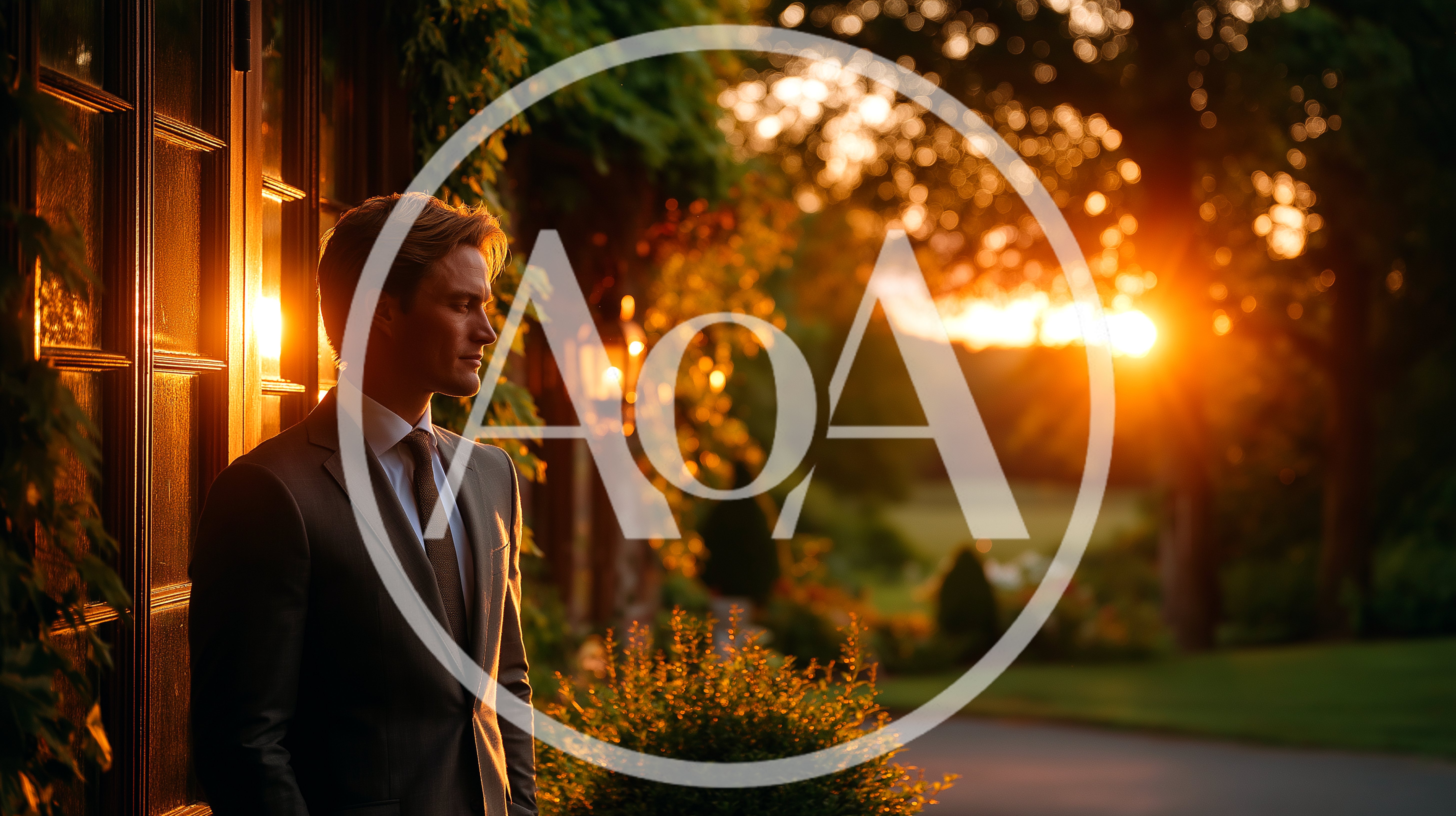 Man In Suit Standing Outside During Golden Hour