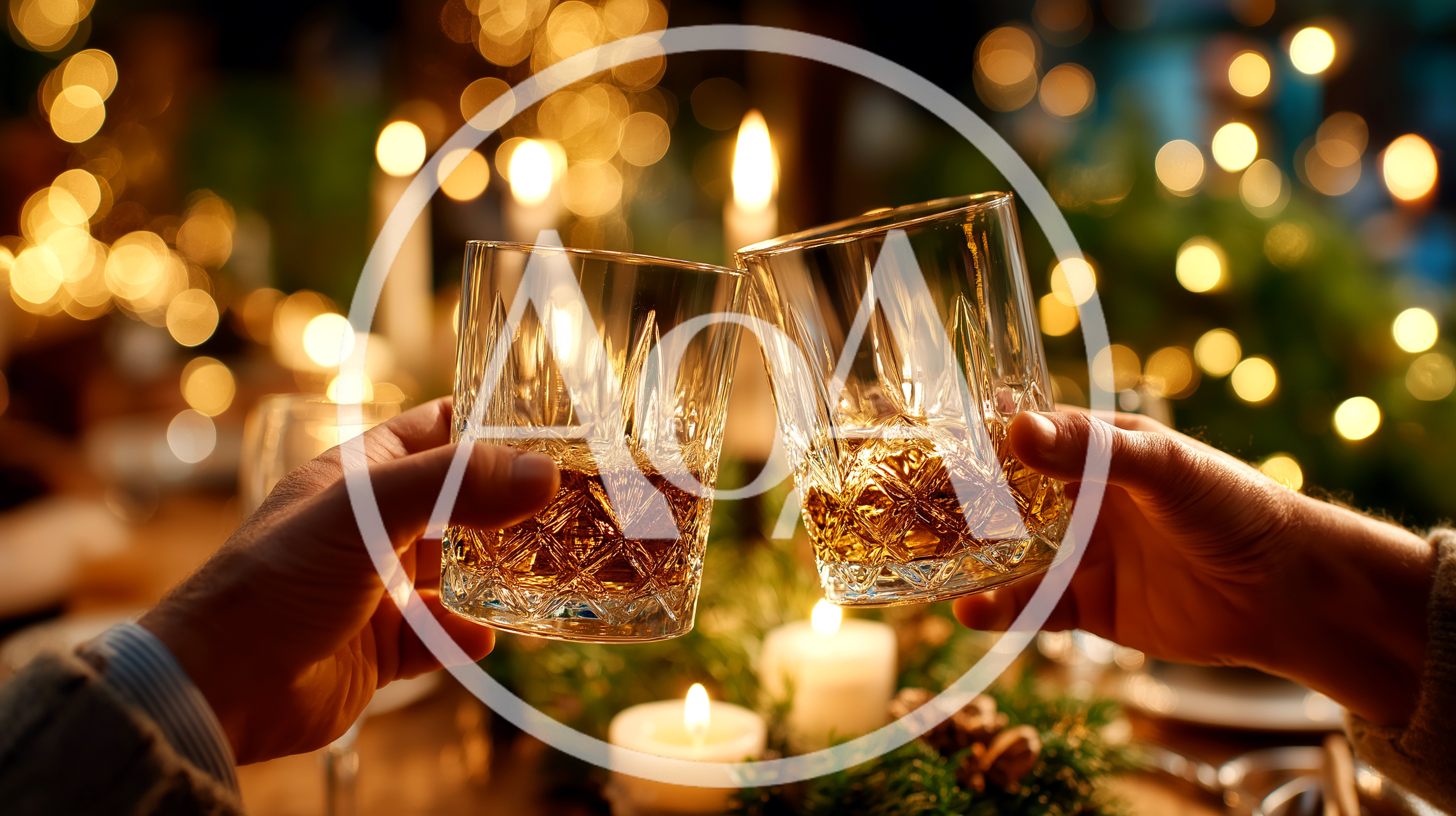Two People Toasting With Whiskey Glasses