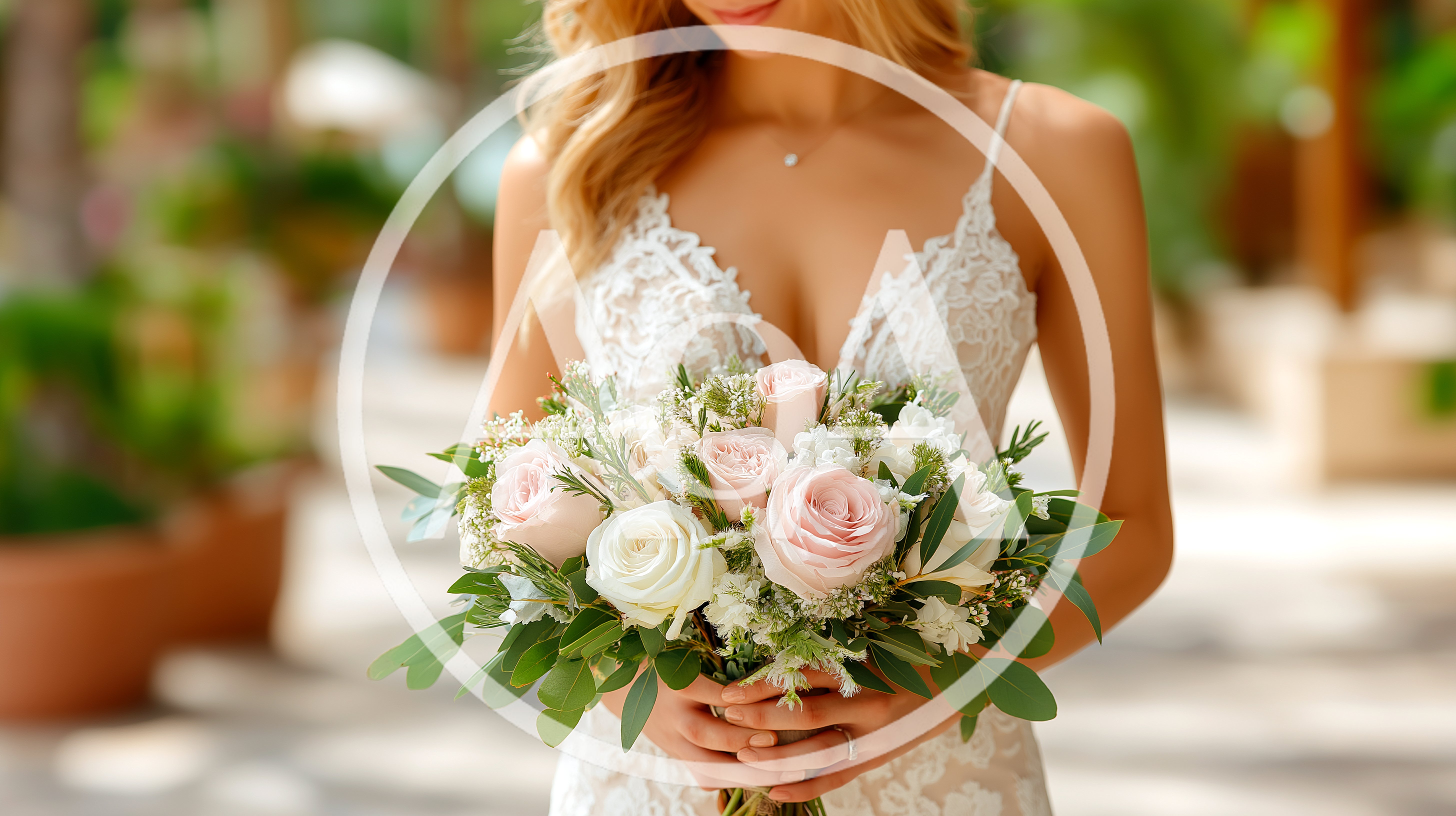 Bride Holding A Beautiful Pastel Wedding Bouquet