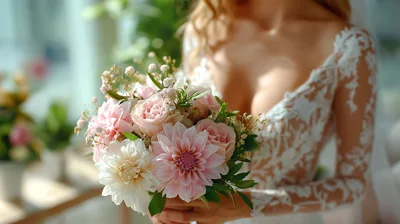 Bride Holding A Beautiful Floral Wedding Bouquet