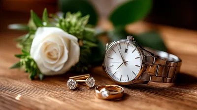 Wedding Groom Accessories With White Rose Boutonniere