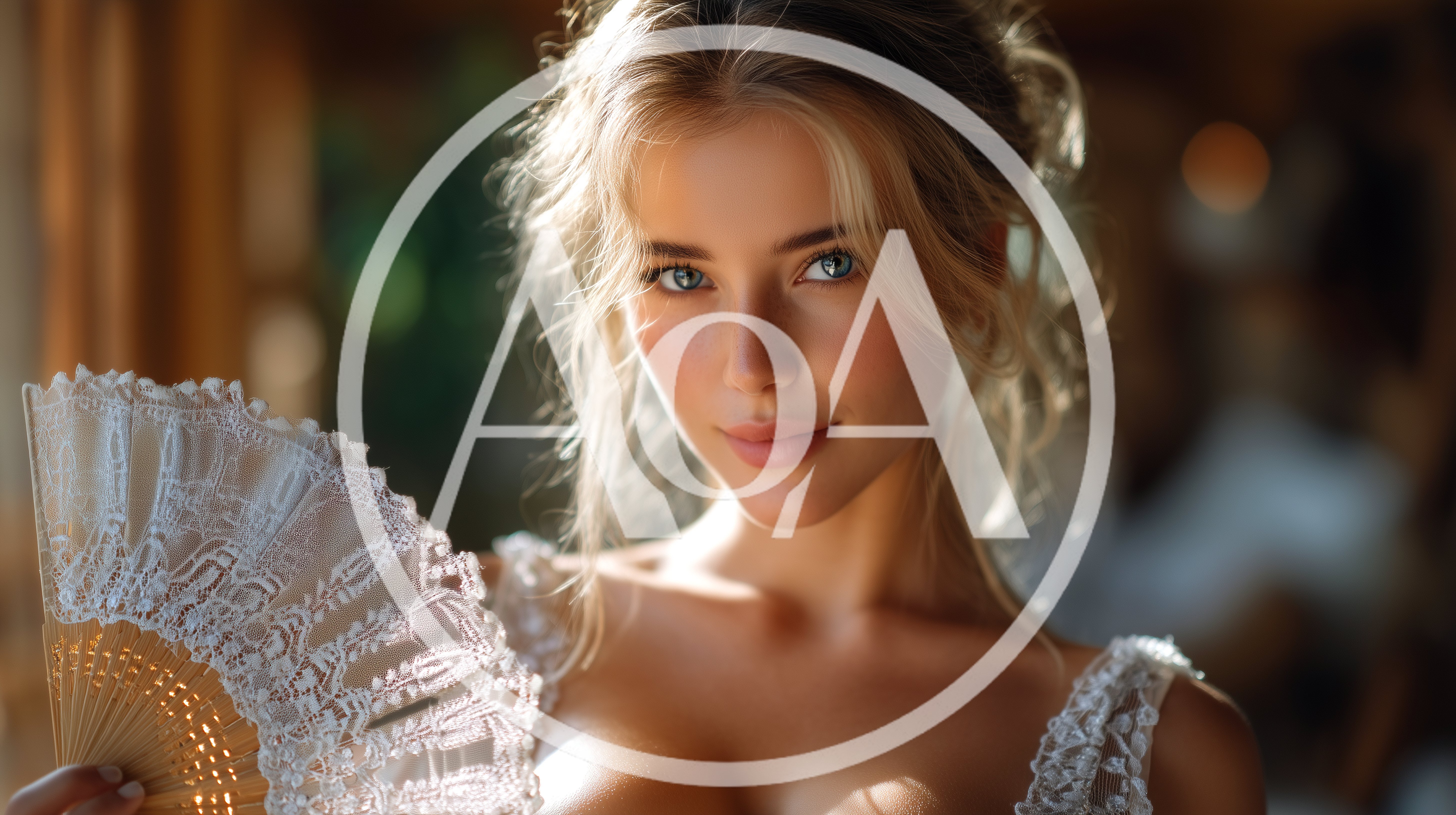 Portrait Of A Beautiful Woman Holding A Lace Fan