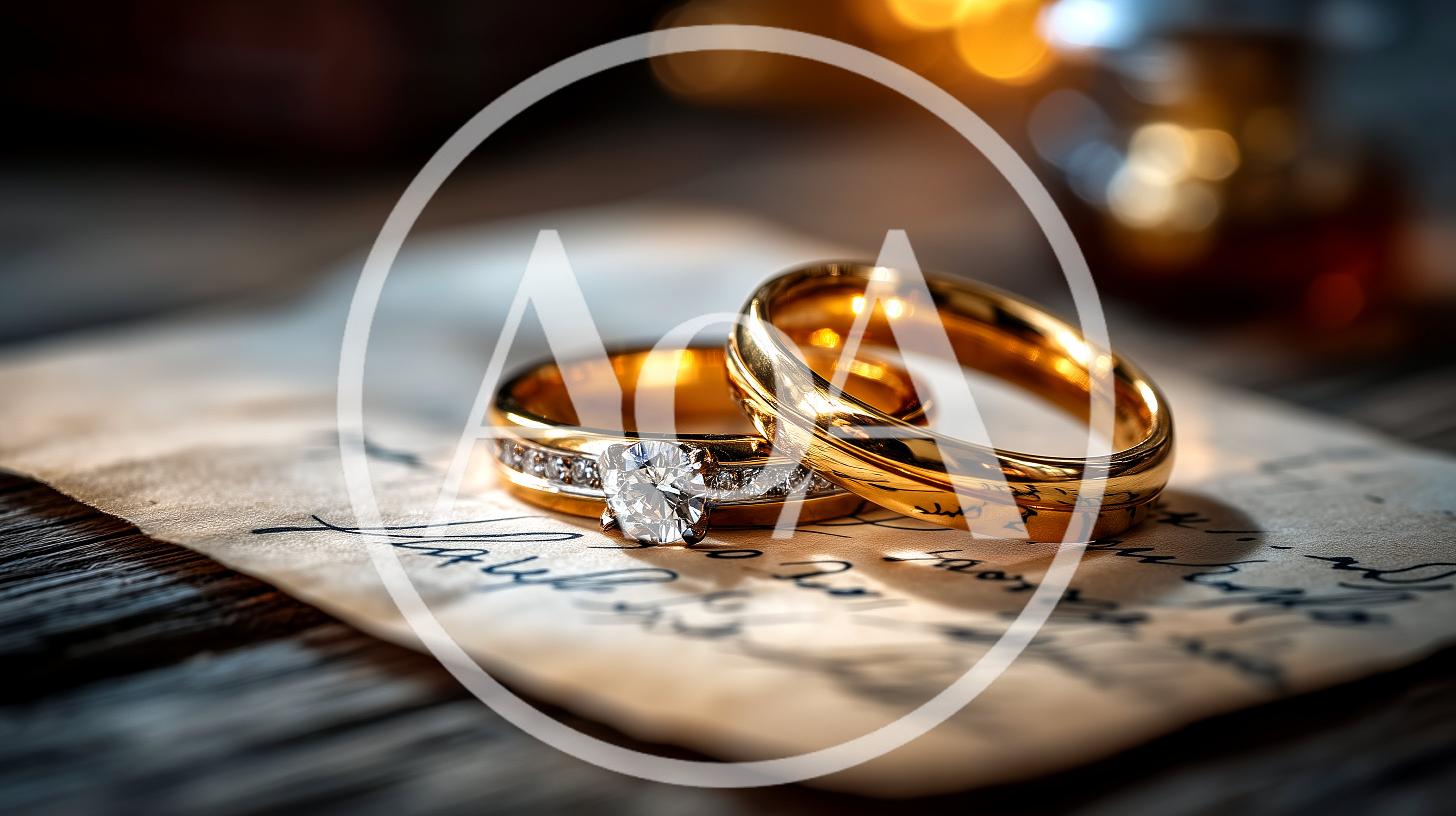 Two Gold Wedding Rings Resting On Handwritten Letter