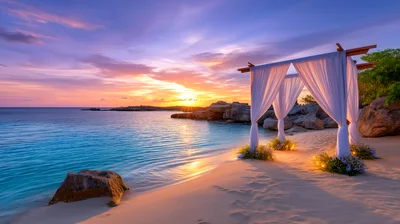 Beach Wedding Arch At Sunset