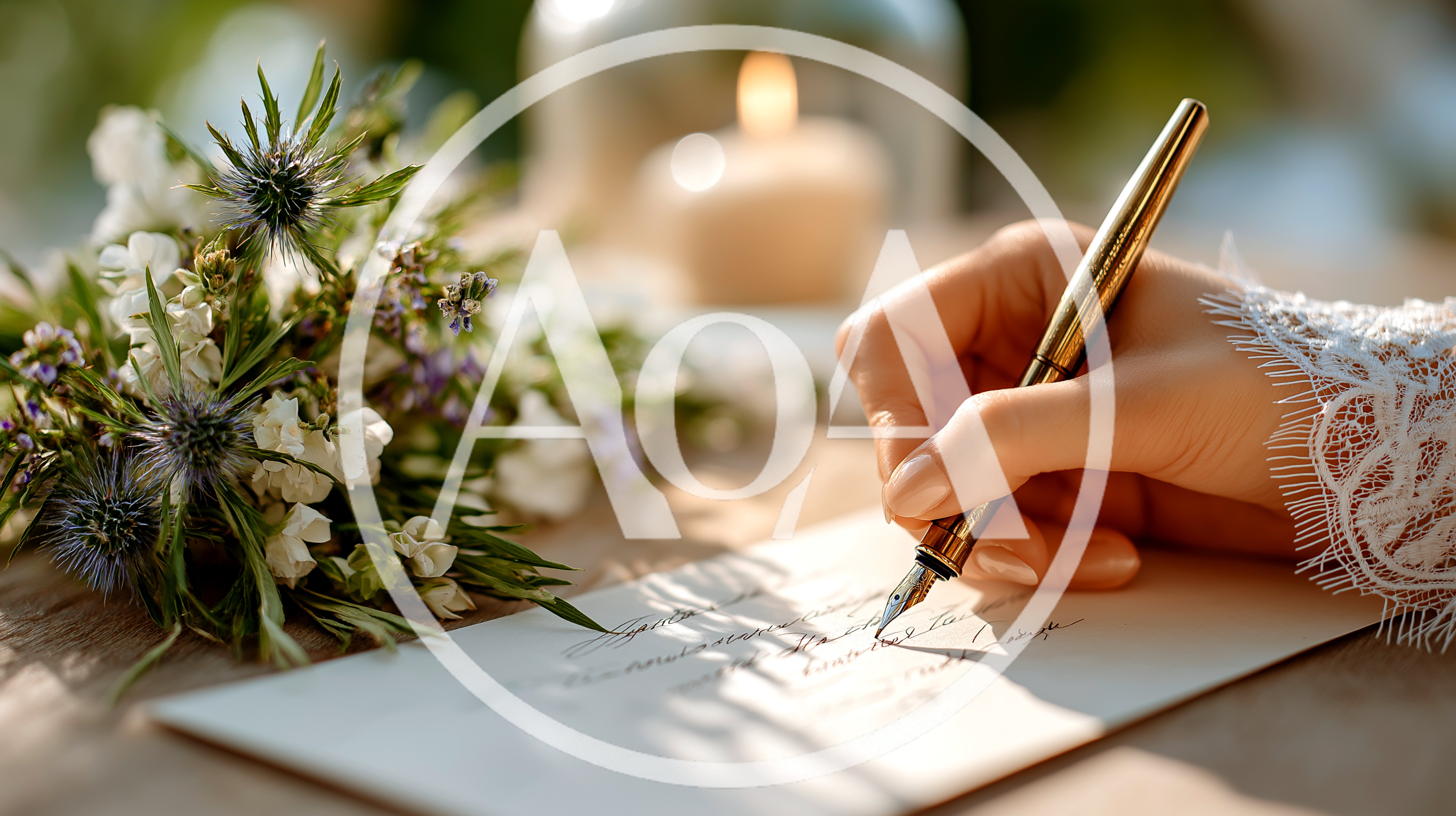Bride Writing Wedding Vows With Fountain Pen