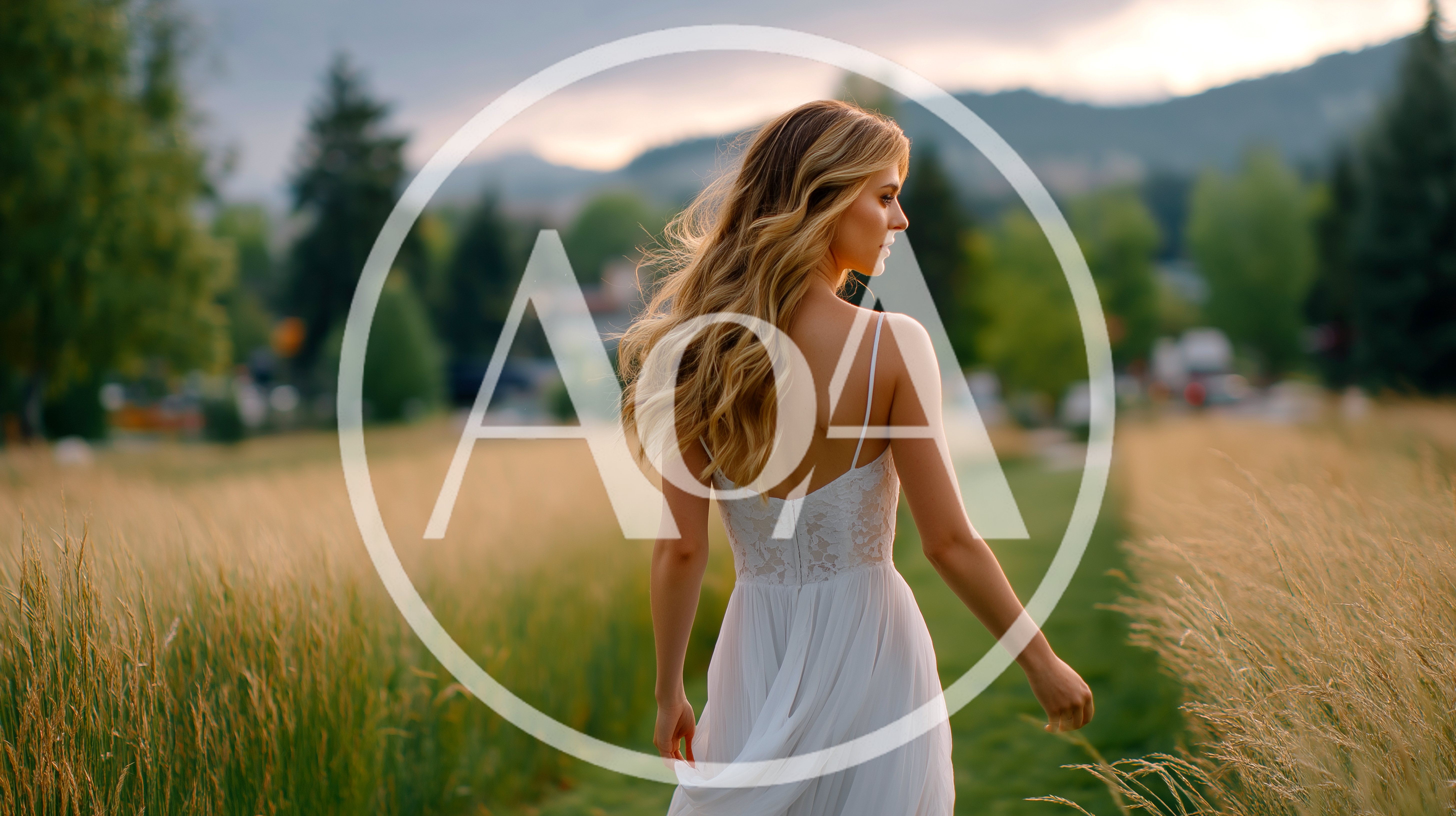 Woman In White Dress Walking Through Golden Field
