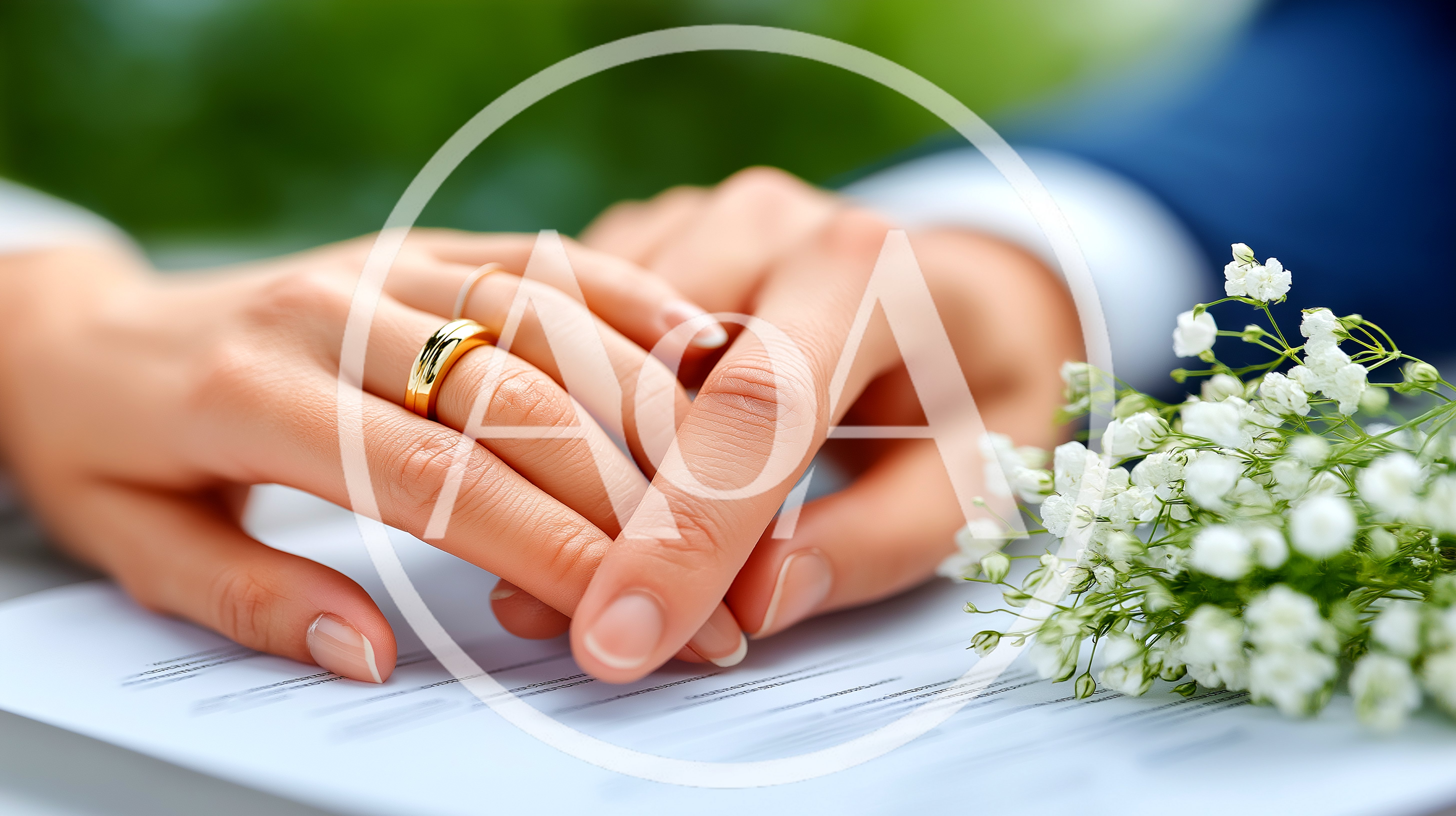 Close Up Of A Couple Holding Hands With Wedding Rings
