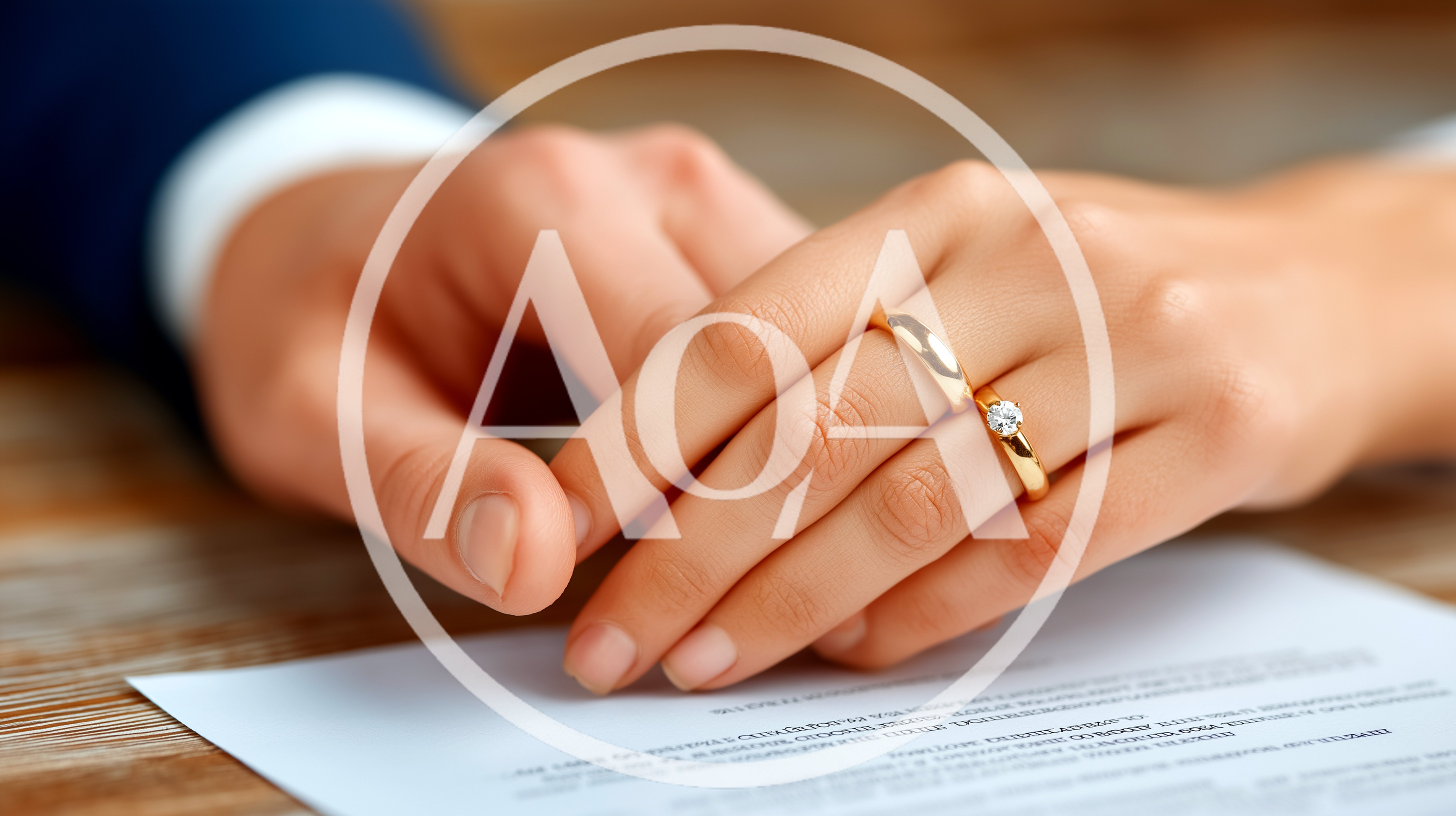 Couple Signing Marriage Contract With Wedding Rings