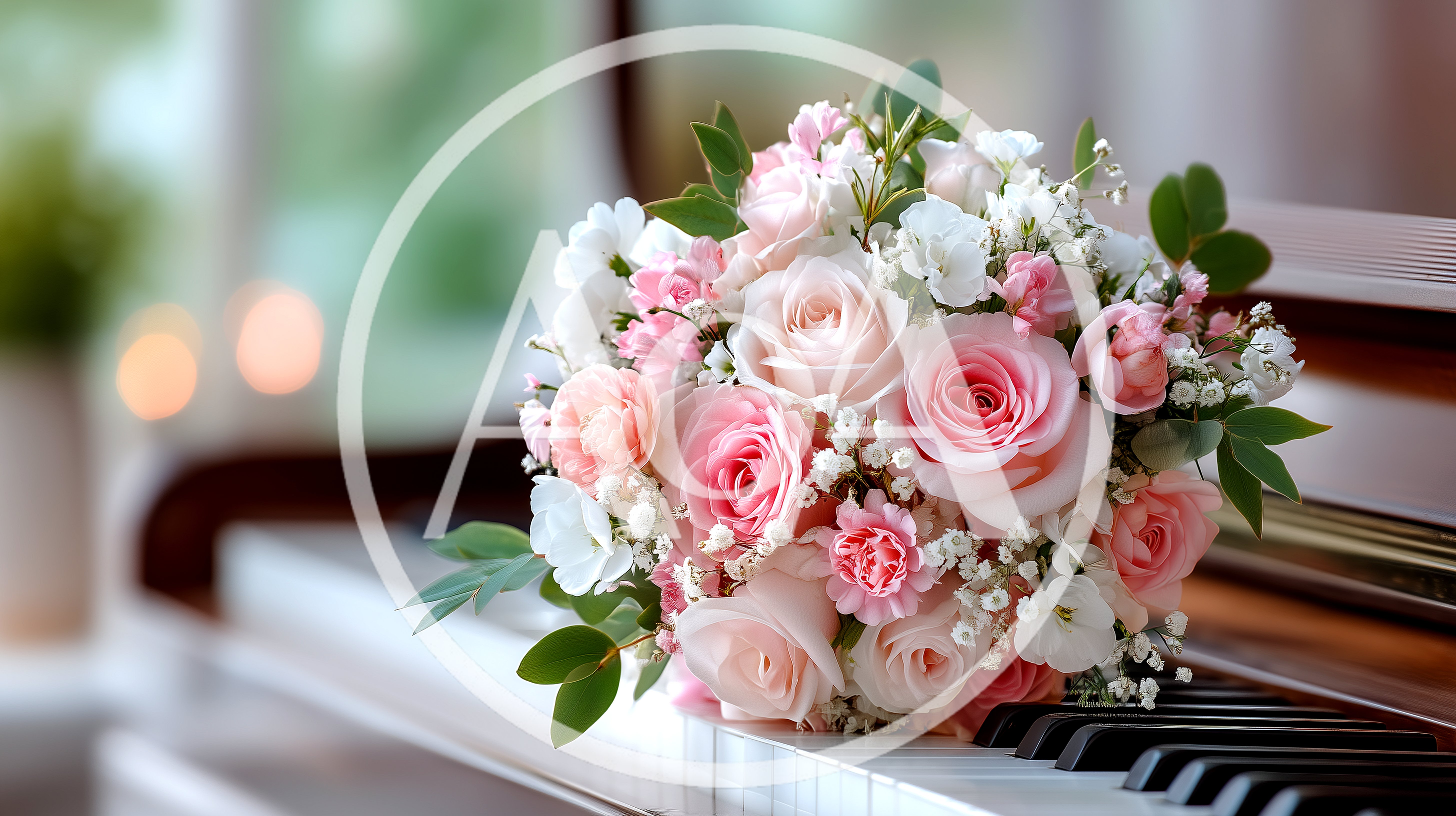 Elegant Pink Rose Bouquet On A Grand Piano