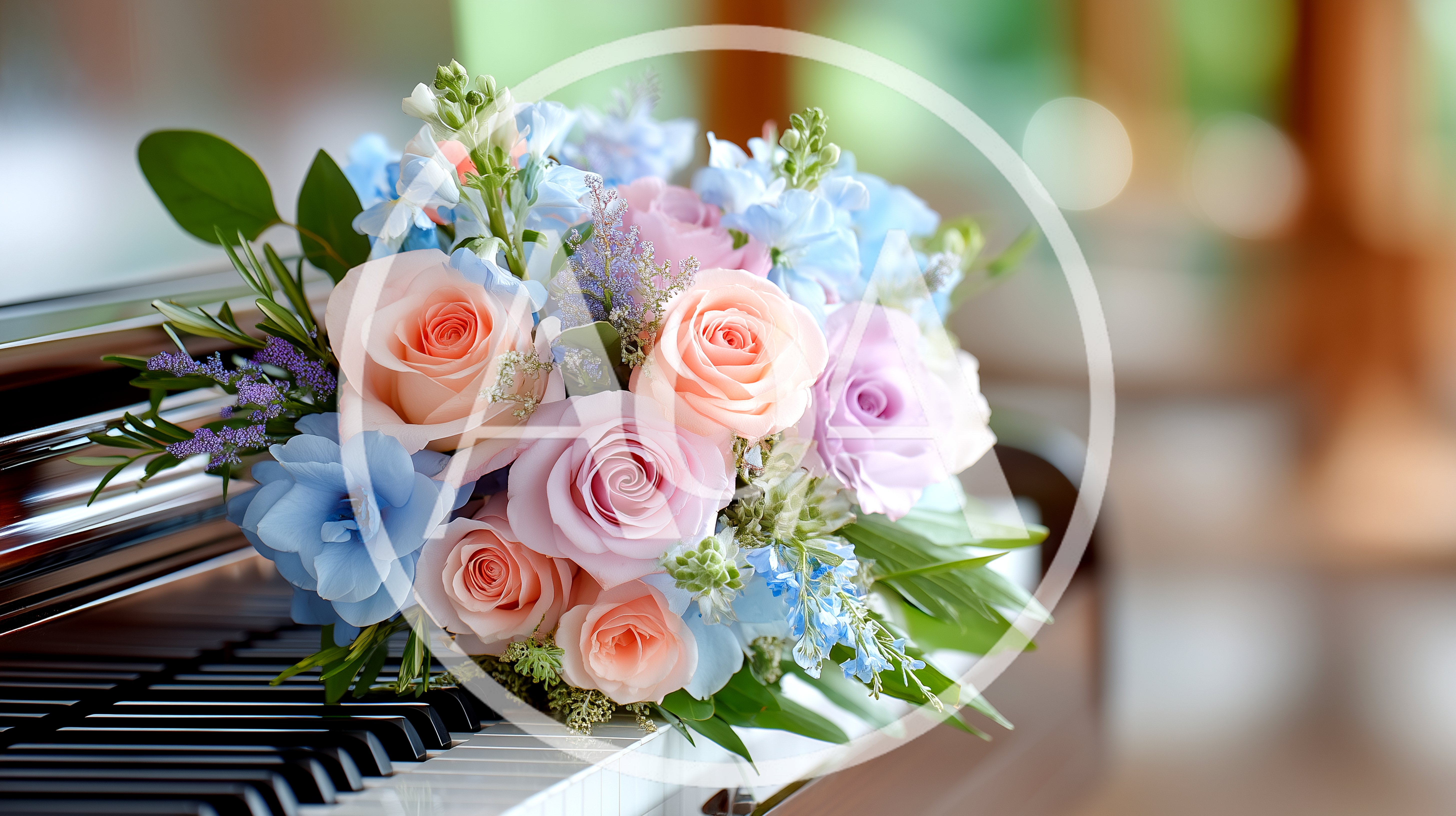 Pastel Floral Bouquet Resting On A Grand Piano