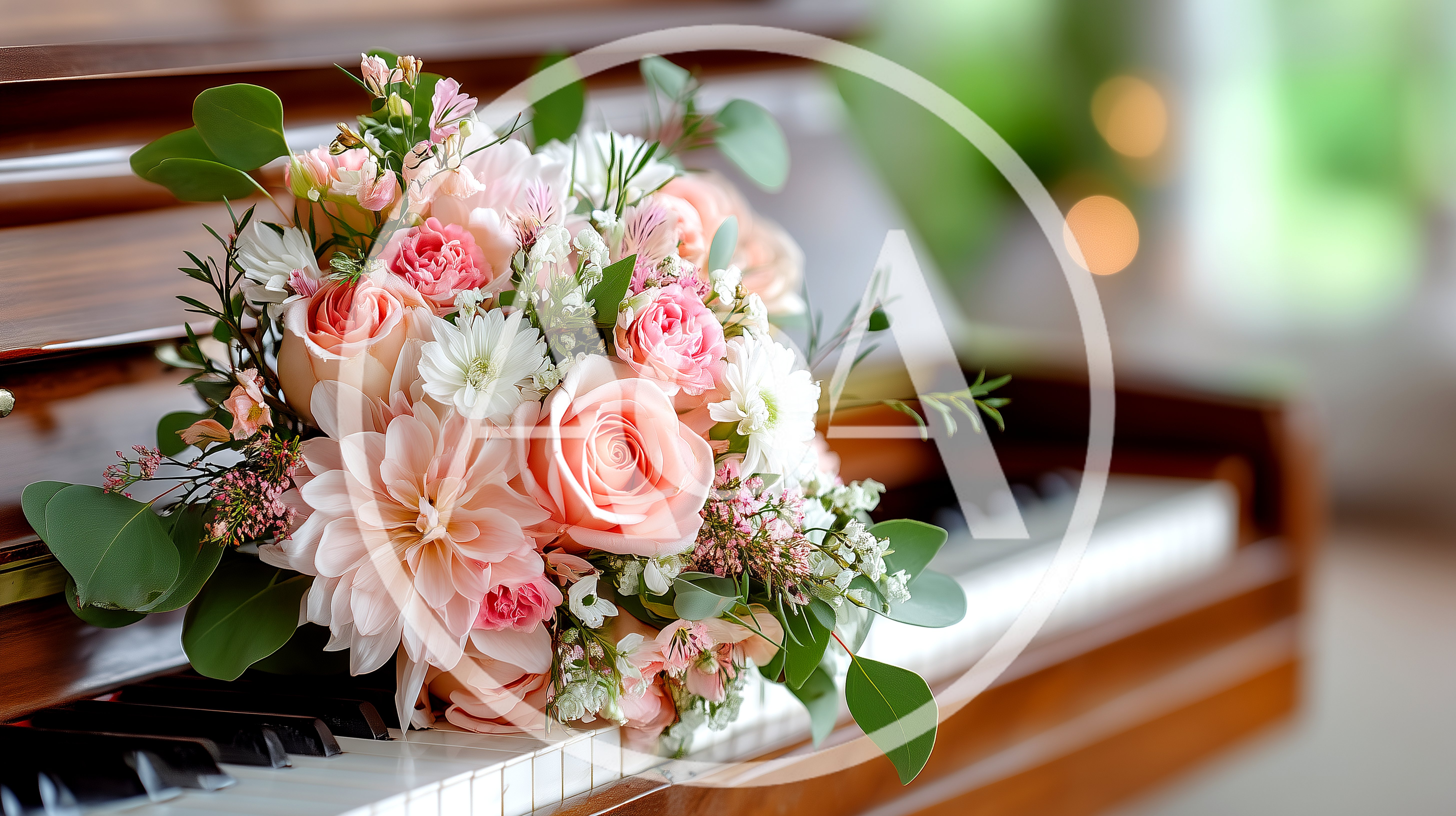 Wedding Bouquet Resting On A Grand Piano