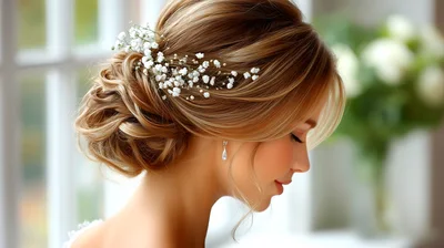 Elegant Bride With Floral Updo Hairstyle