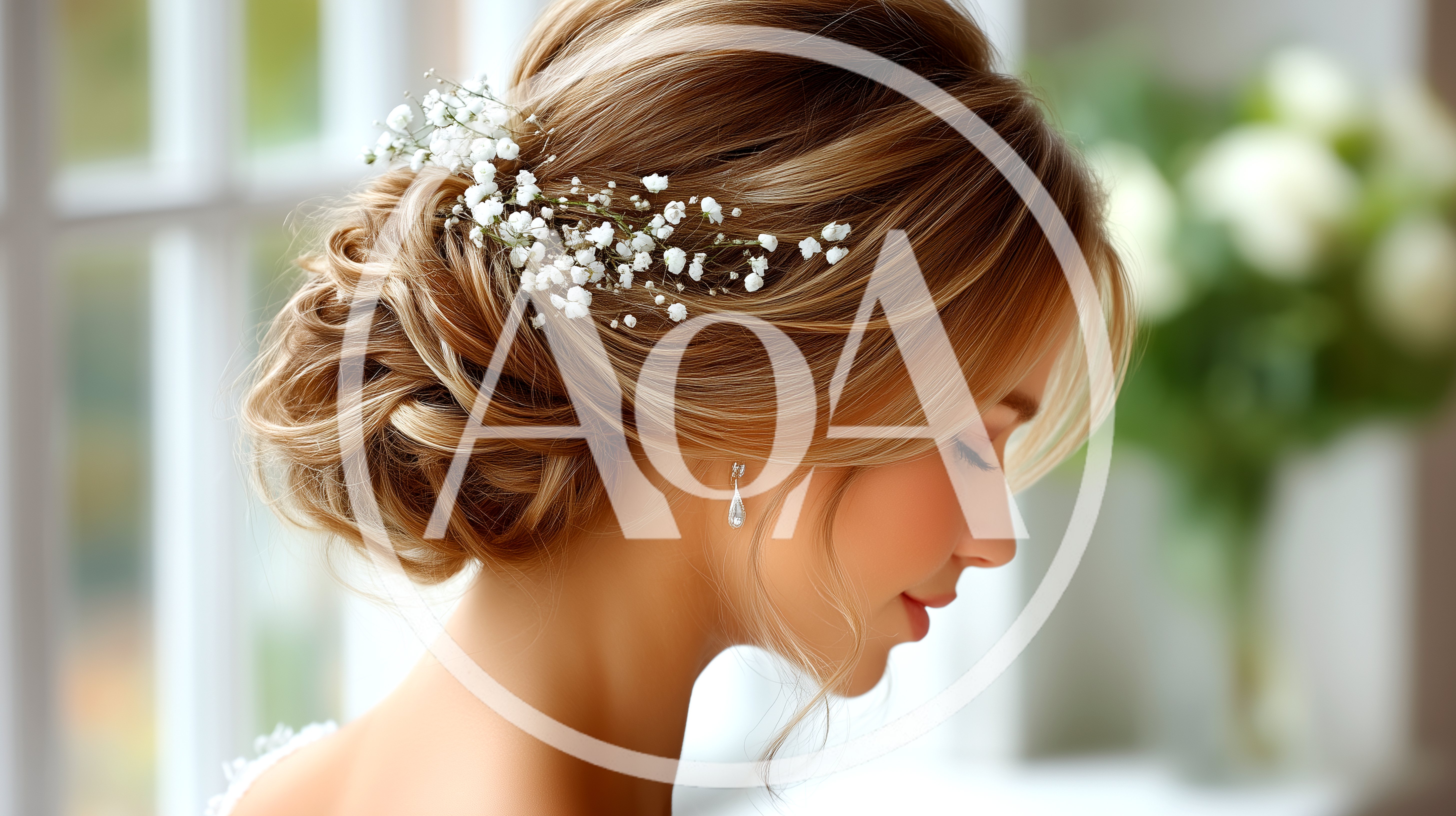 Elegant Bride With Floral Updo Hairstyle