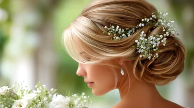 Elegant Bride With Floral Updo Hairstyle