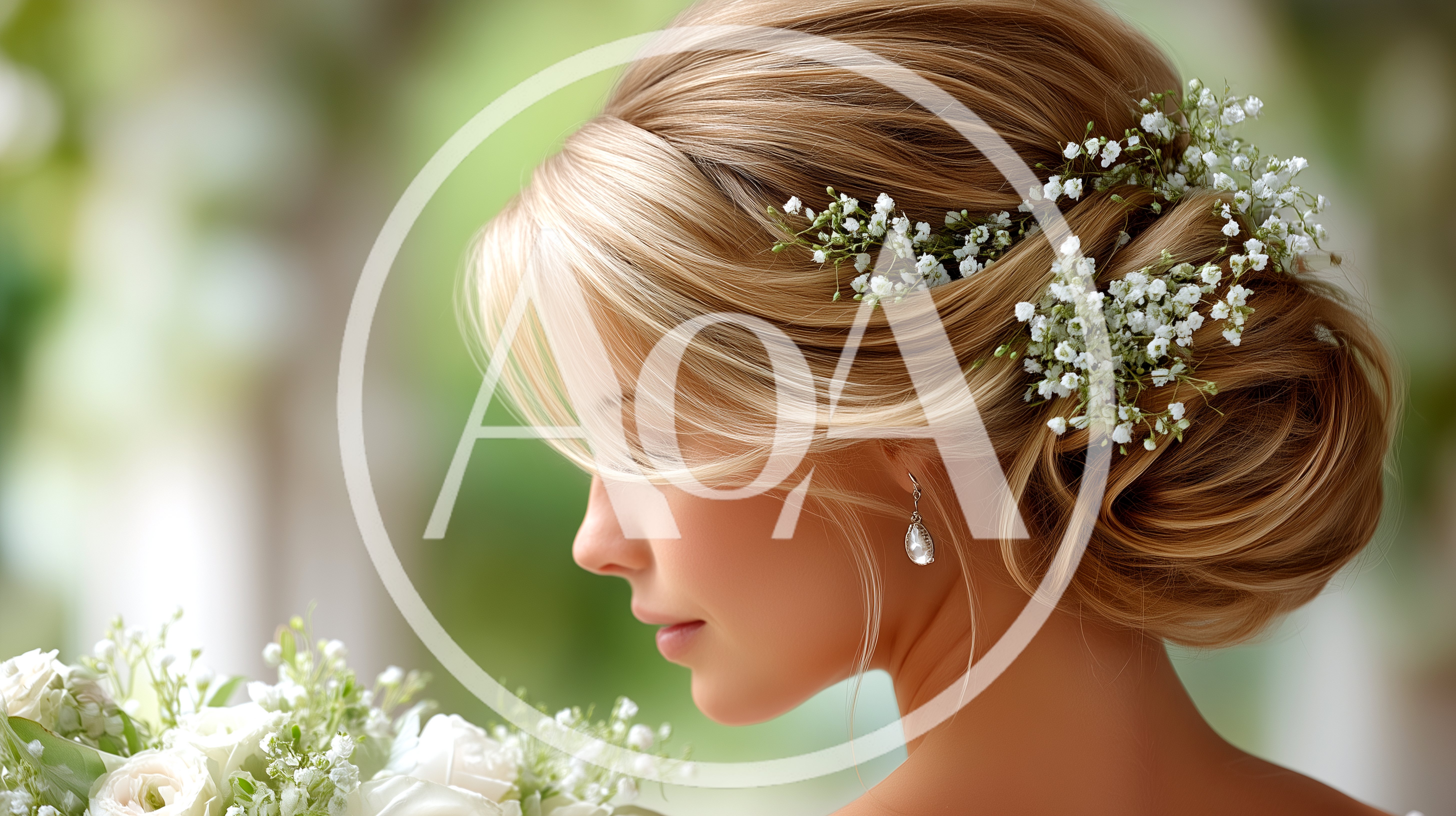 Elegant Bride With Floral Updo Hairstyle