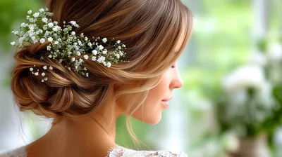 Elegant Bride With Floral Updo Hairstyle