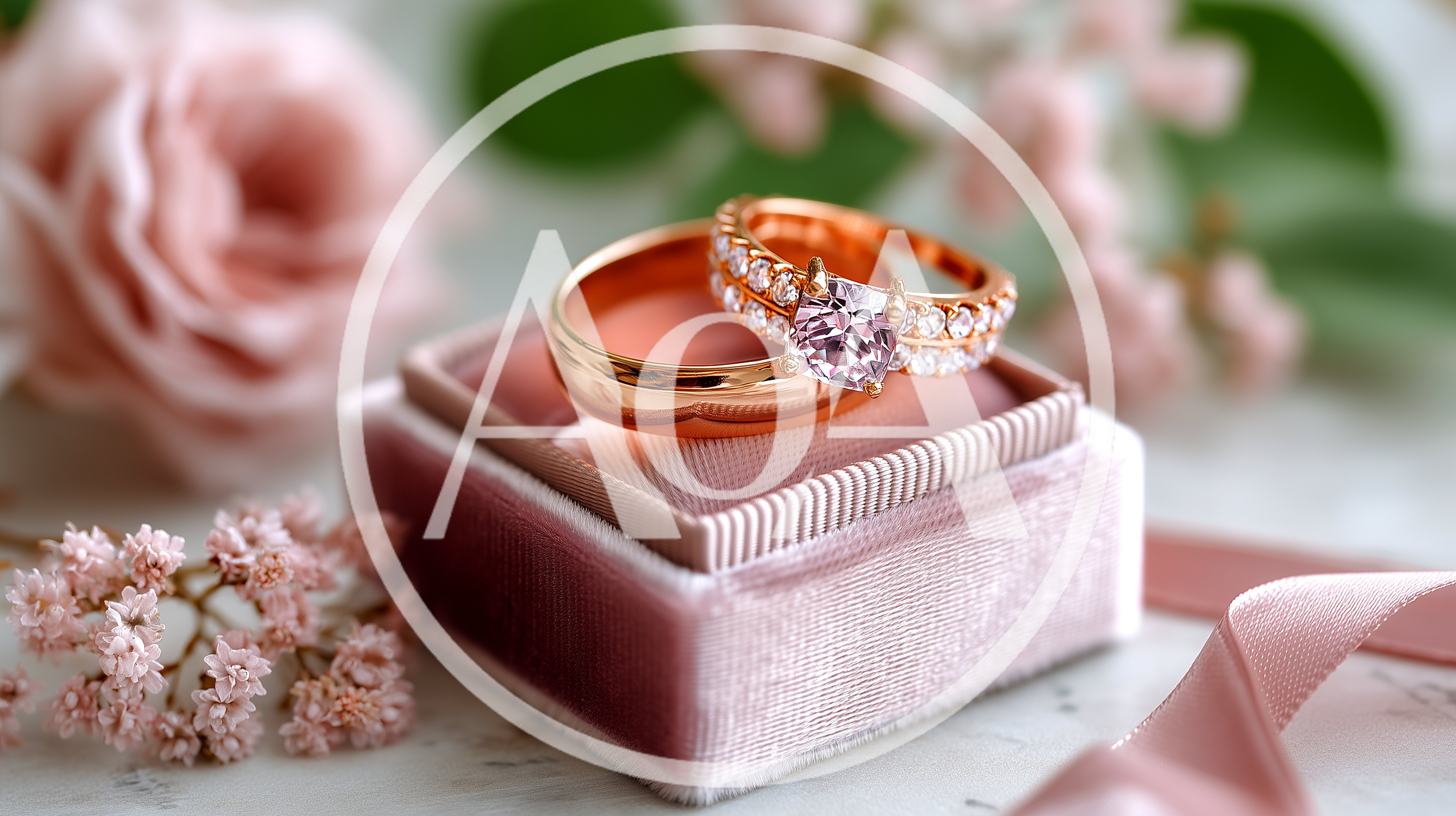 Rose Gold Wedding Rings In Velvet Box