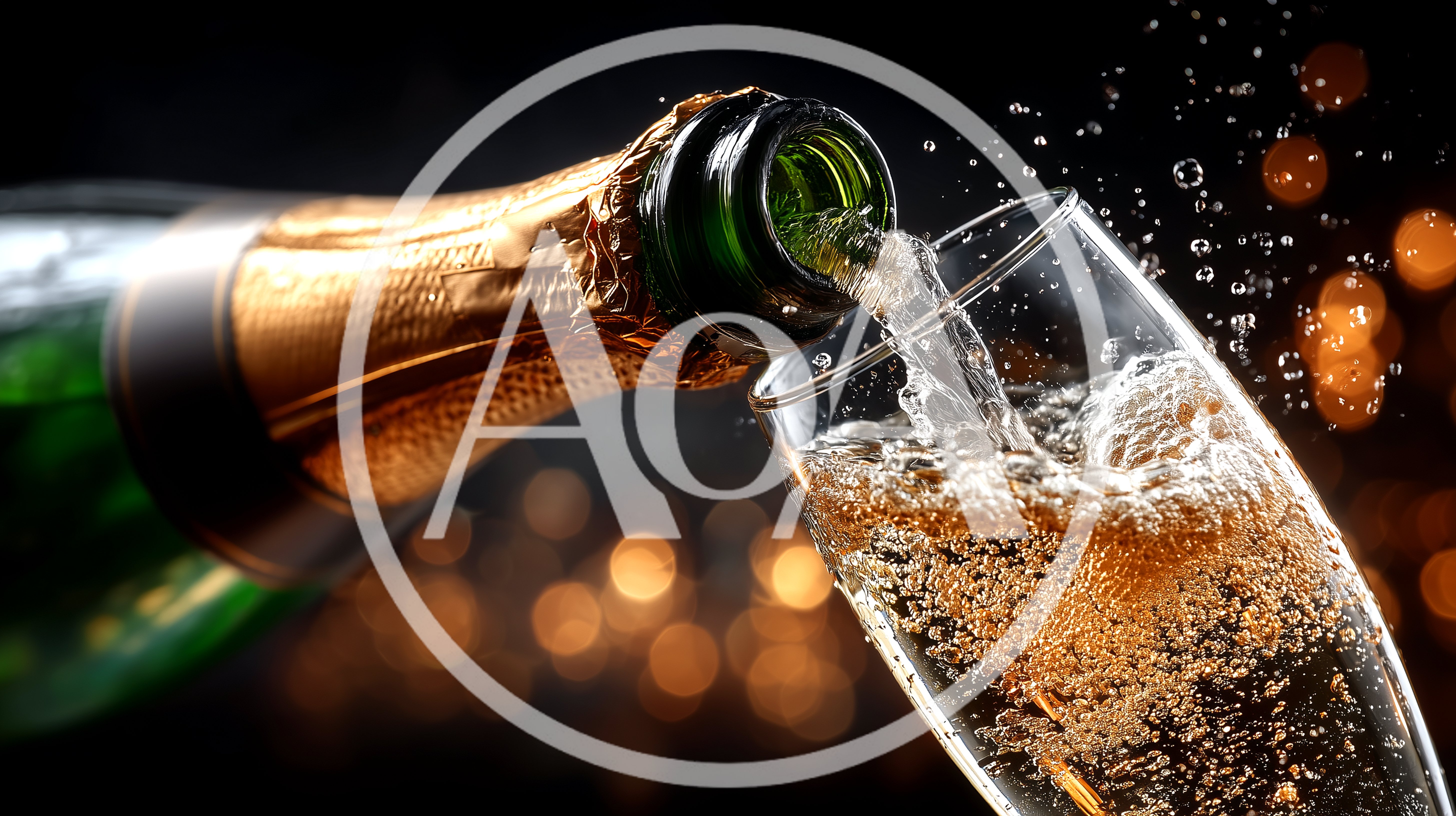 Champagne Being Poured Into A Flute Glass