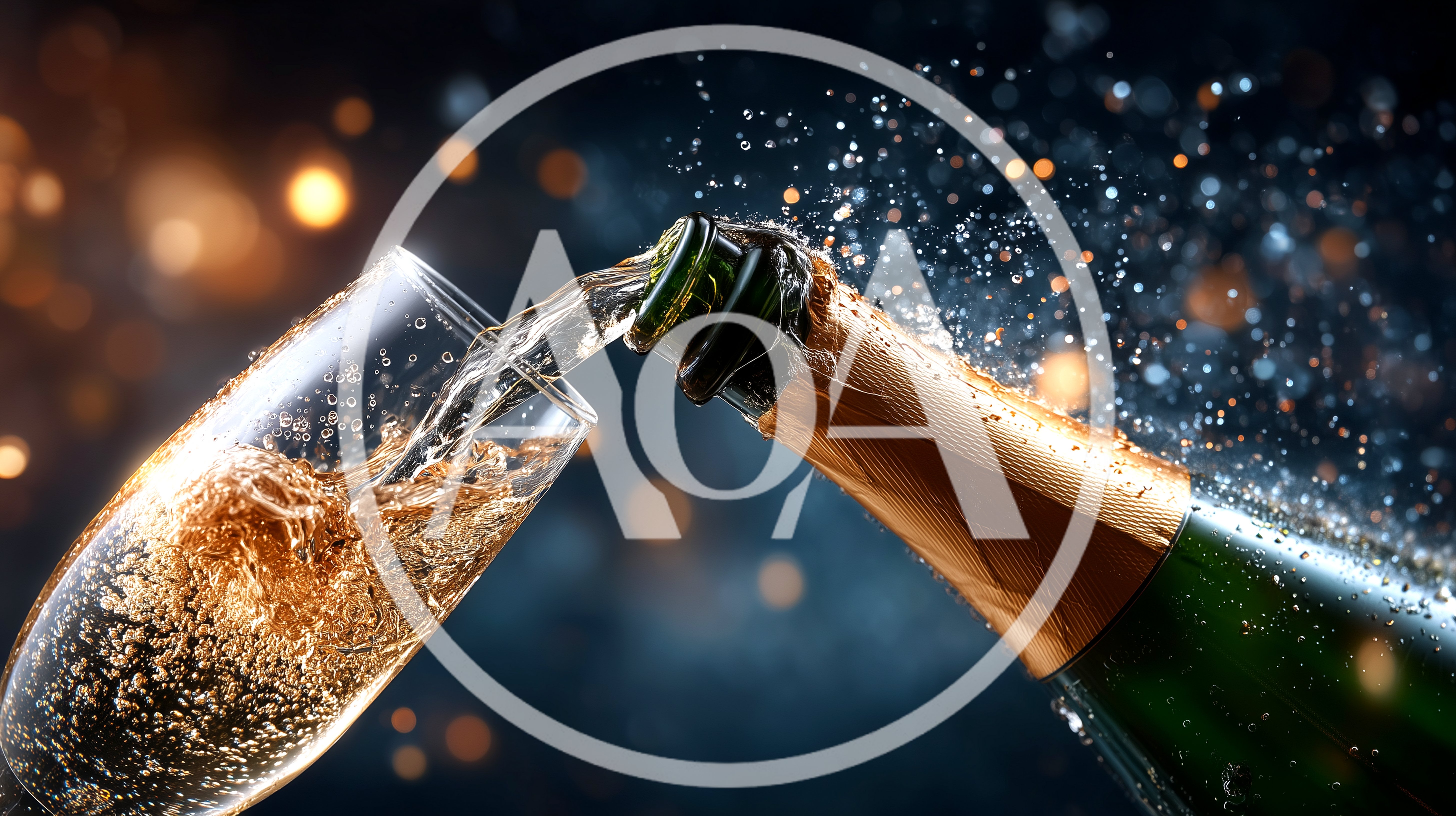 Champagne Pouring Into A Flute Glass