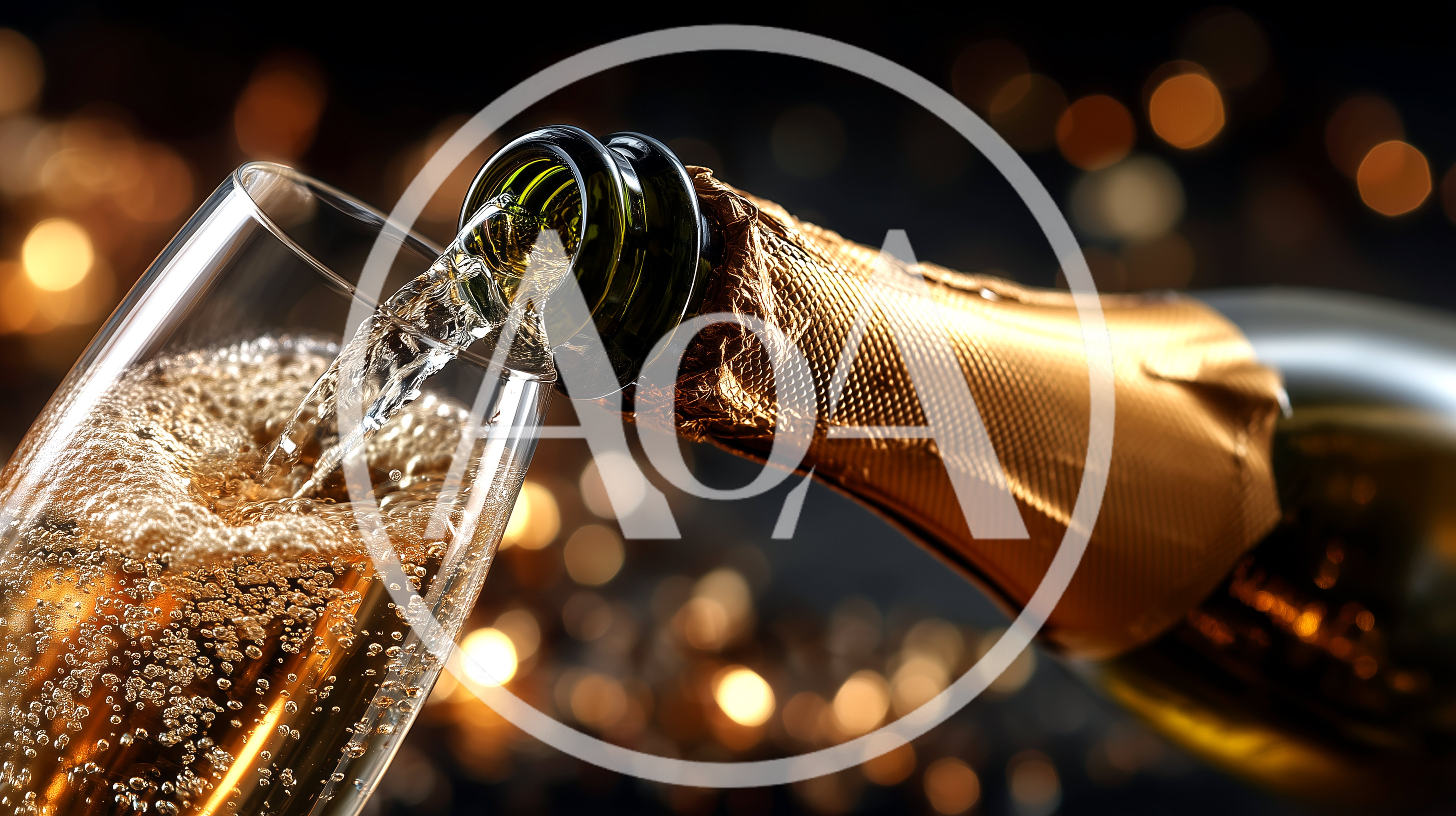Champagne Being Poured Into A Flute Glass