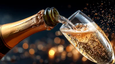 Champagne Pouring Into A Flute Glass