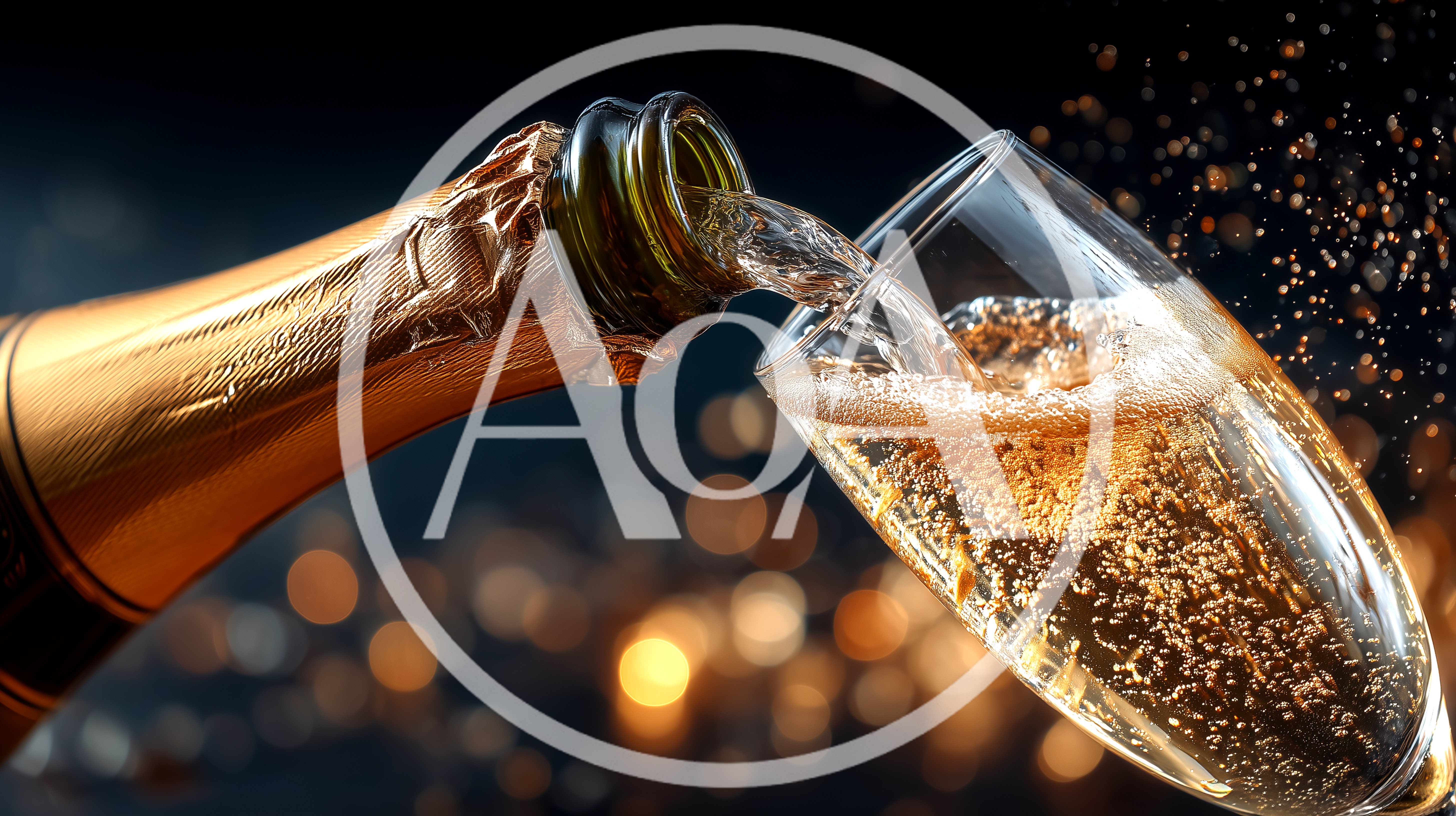 Champagne Pouring Into A Flute Glass