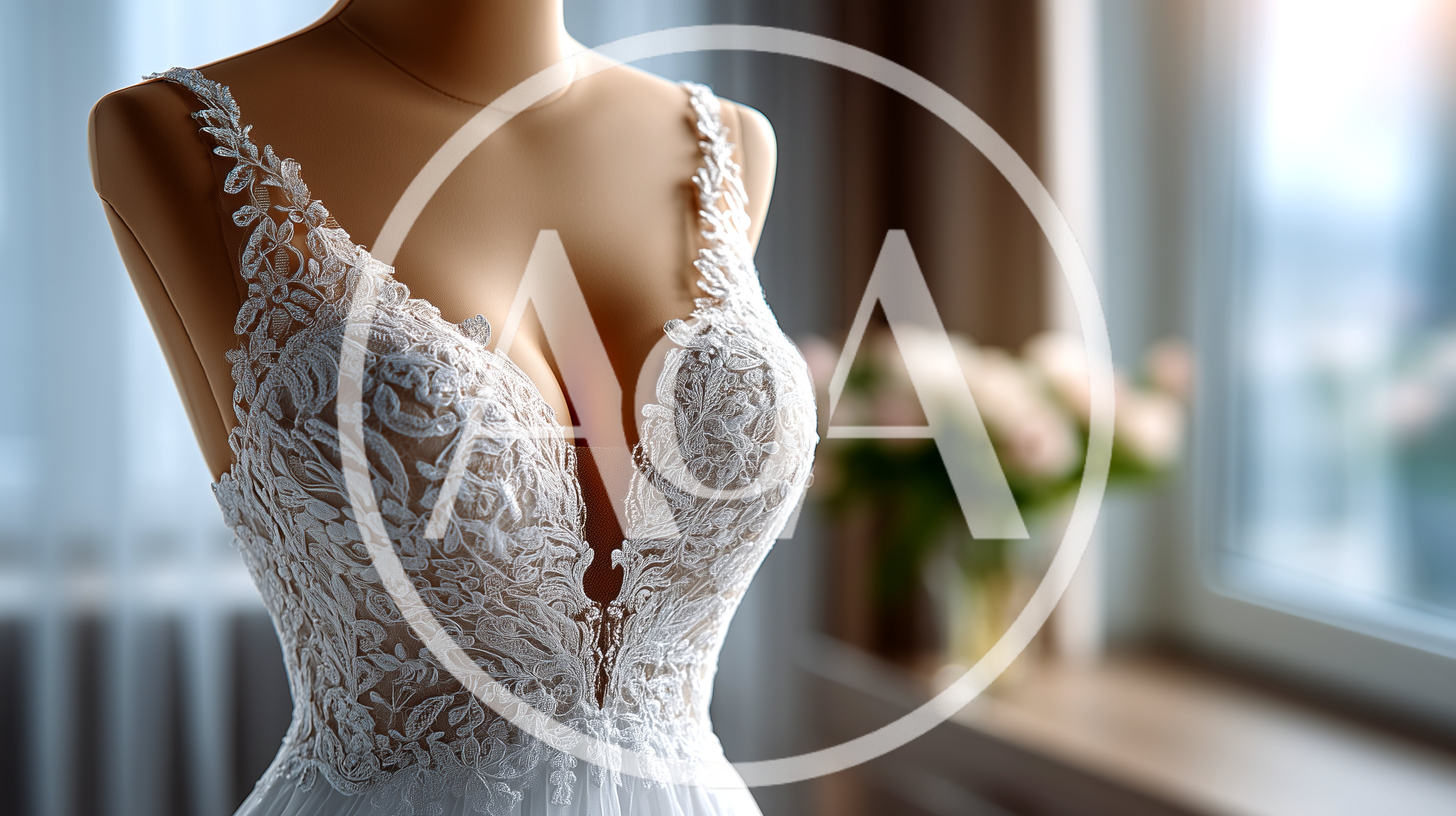 White Lace Wedding Dress On A Mannequin