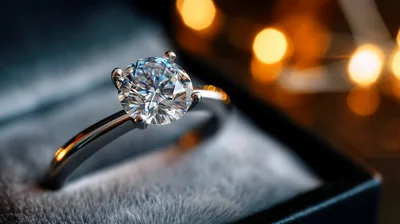 Diamond Engagement Ring In A Velvet Box