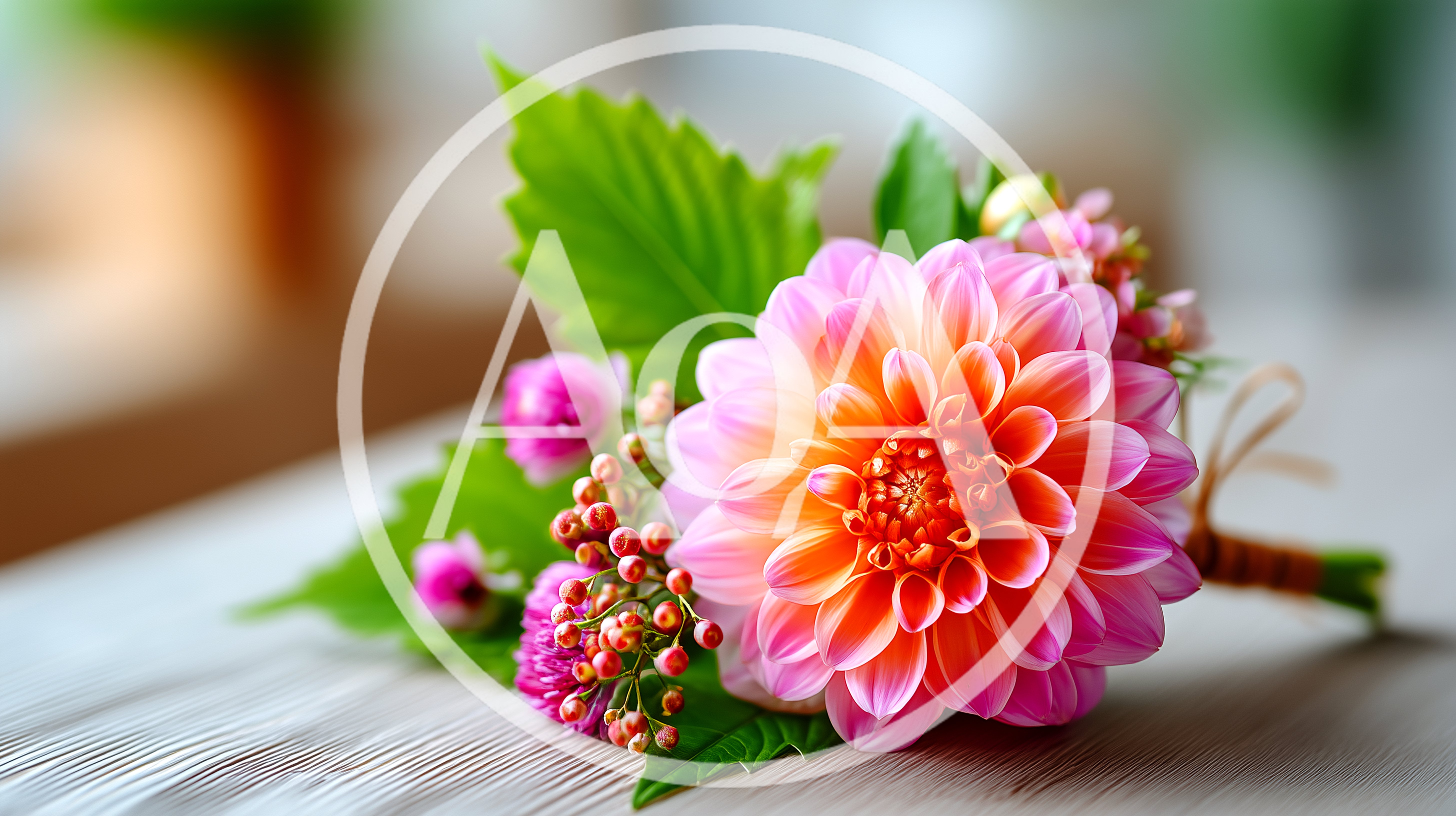 Beautiful Pink and Orange Dahlia Flower Boutonniere
