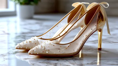 Elegant Bridal Stiletto Heels With Pearl Embellishments