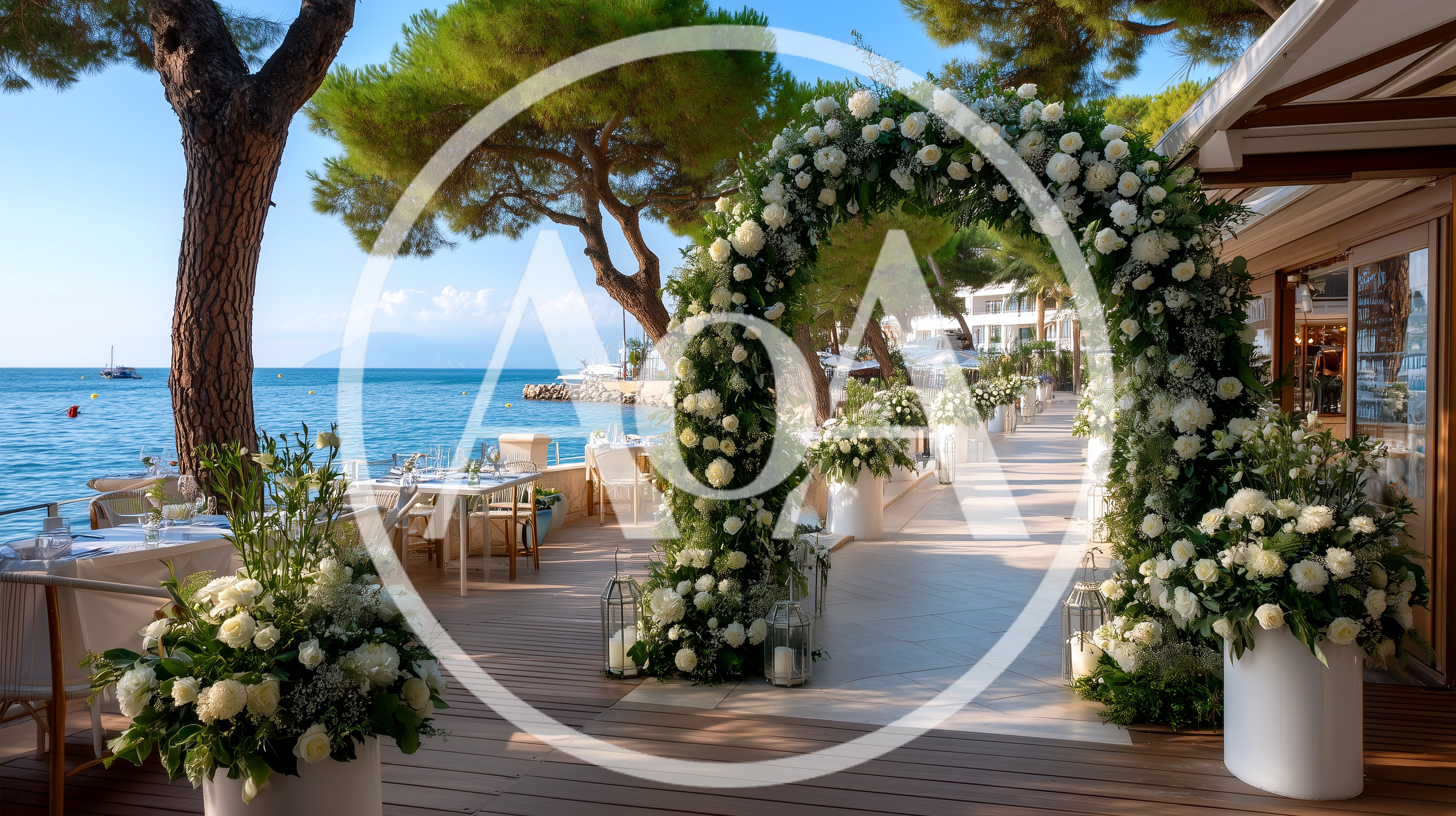 Floral Wedding Archway Overlooking The Mediterranean Sea