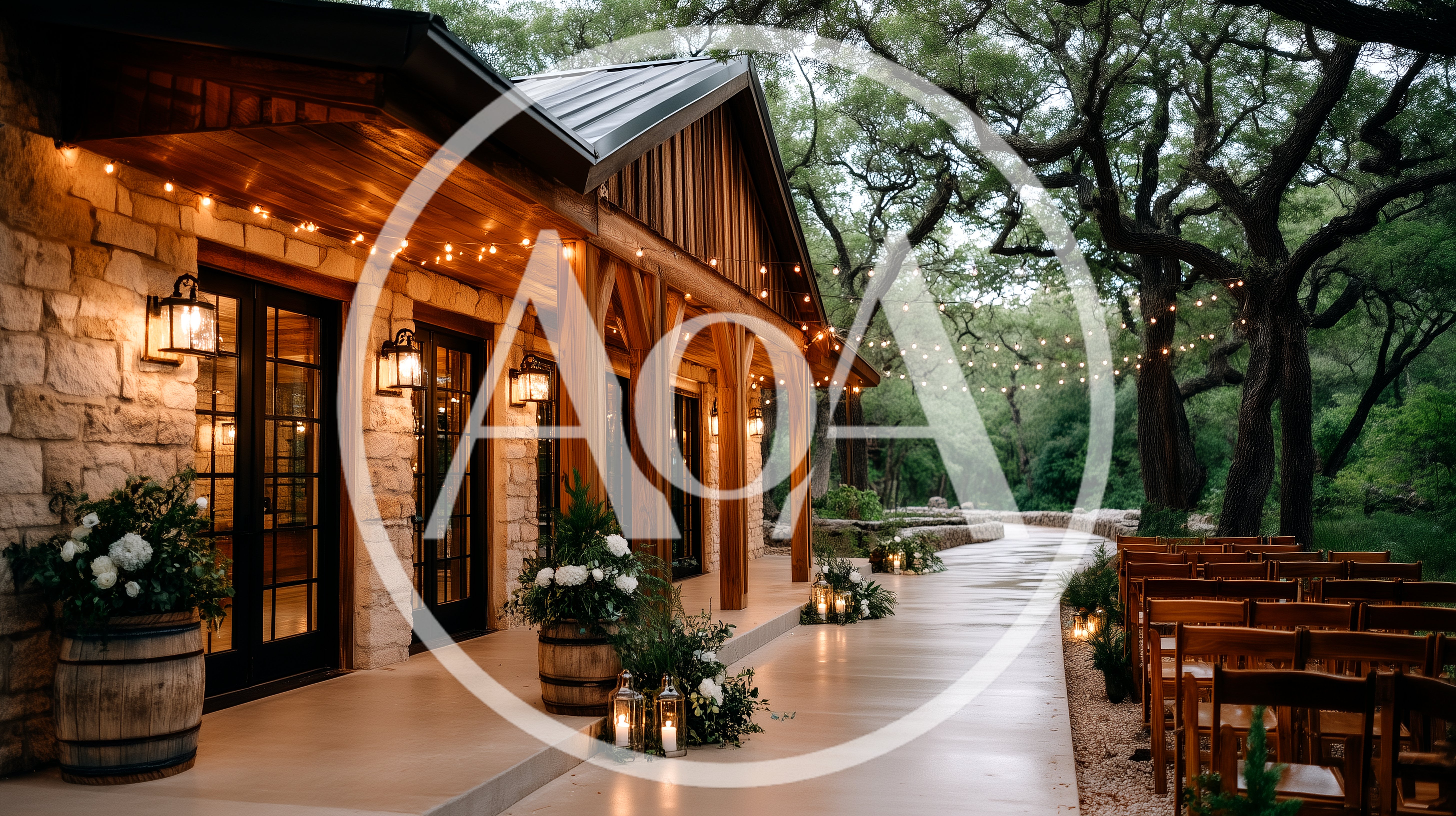 Outdoor Wedding Venue With Rustic Stone Architecture
