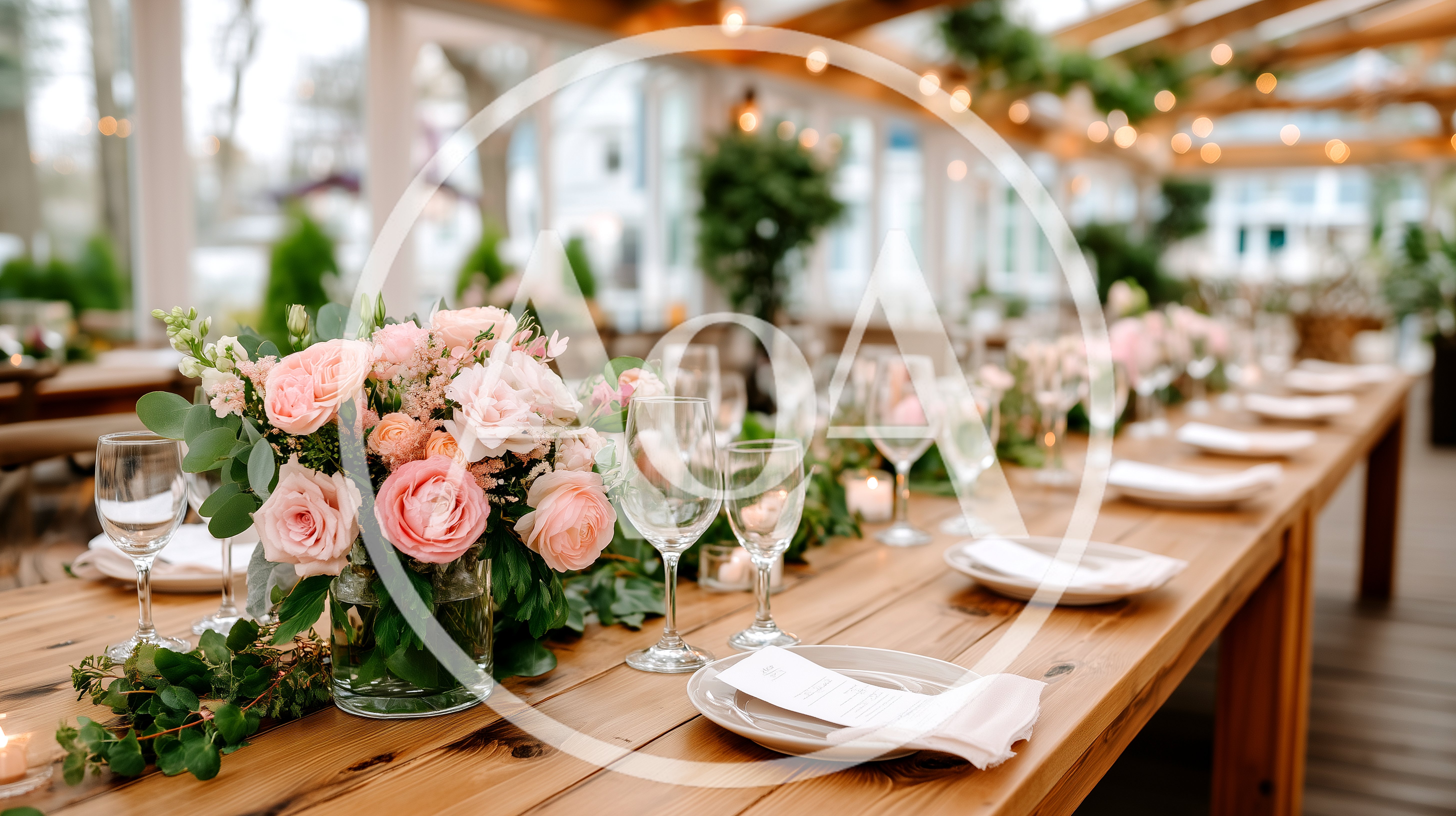 Elegant Wedding Reception Table Setting With Floral Centerpiece