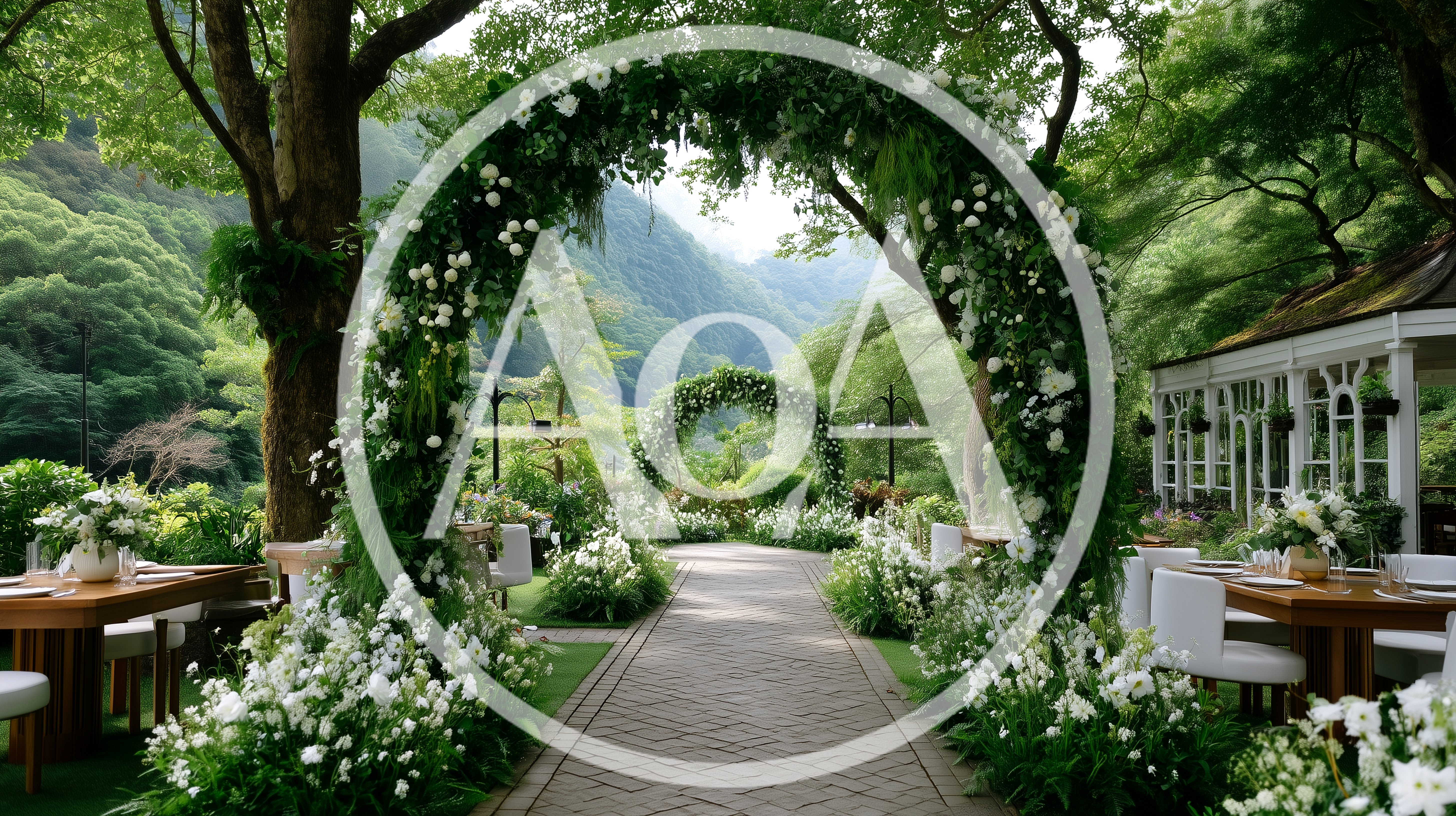 Outdoor Wedding Ceremony Venue With Floral Arches