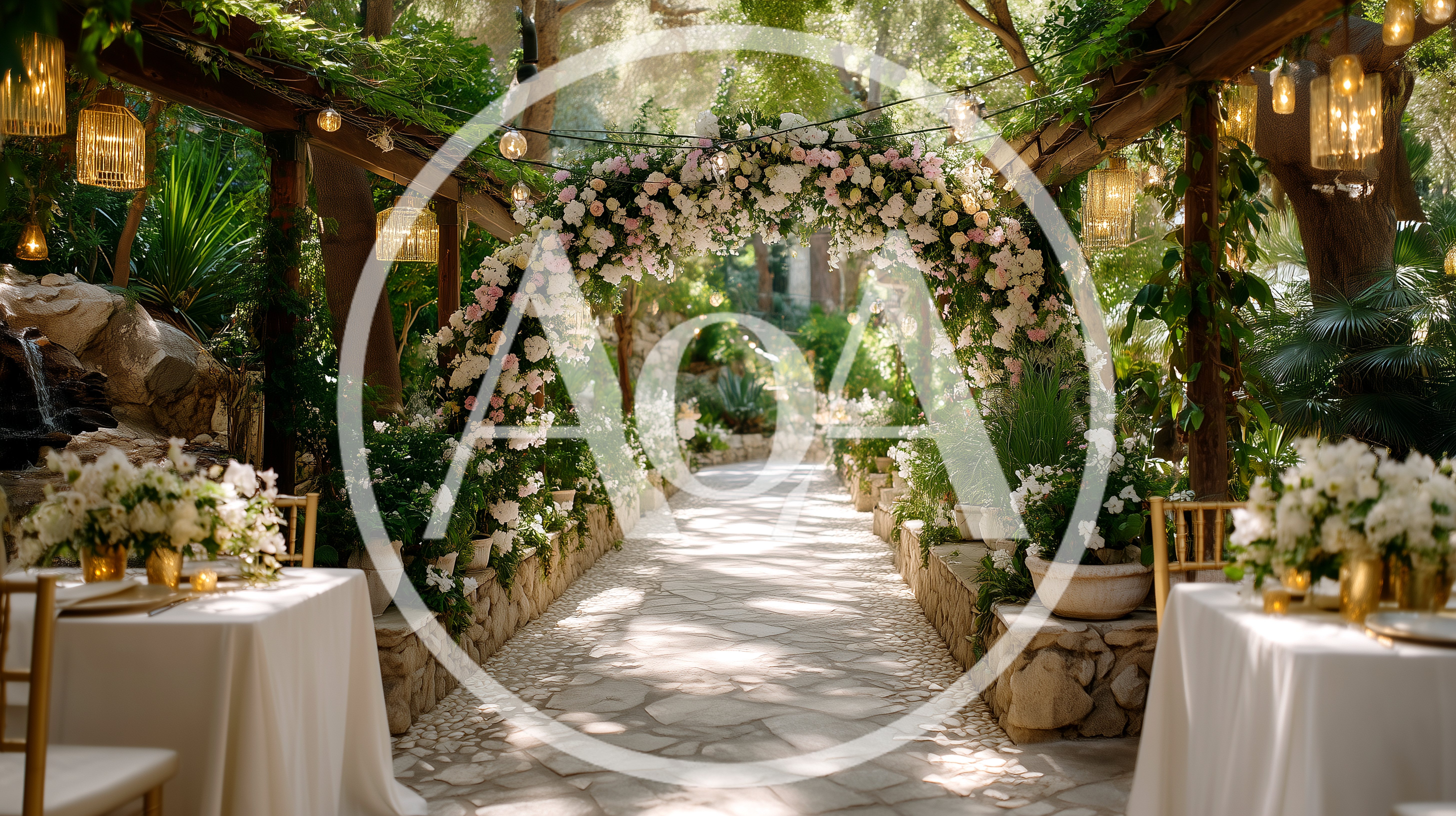 Outdoor Wedding Ceremony Aisle With Floral Archway