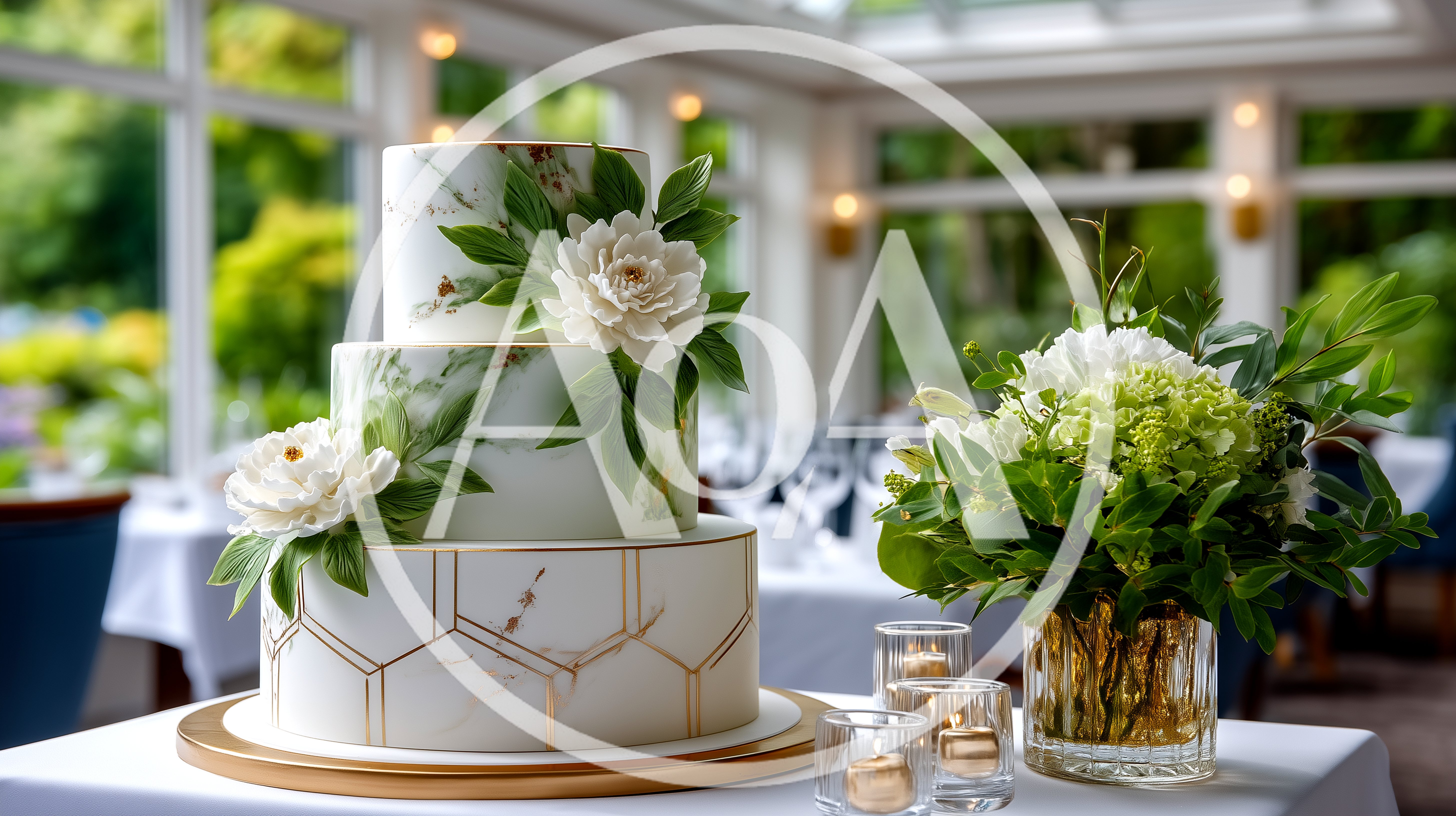 Three Tier Wedding Cake With Floral Decorations