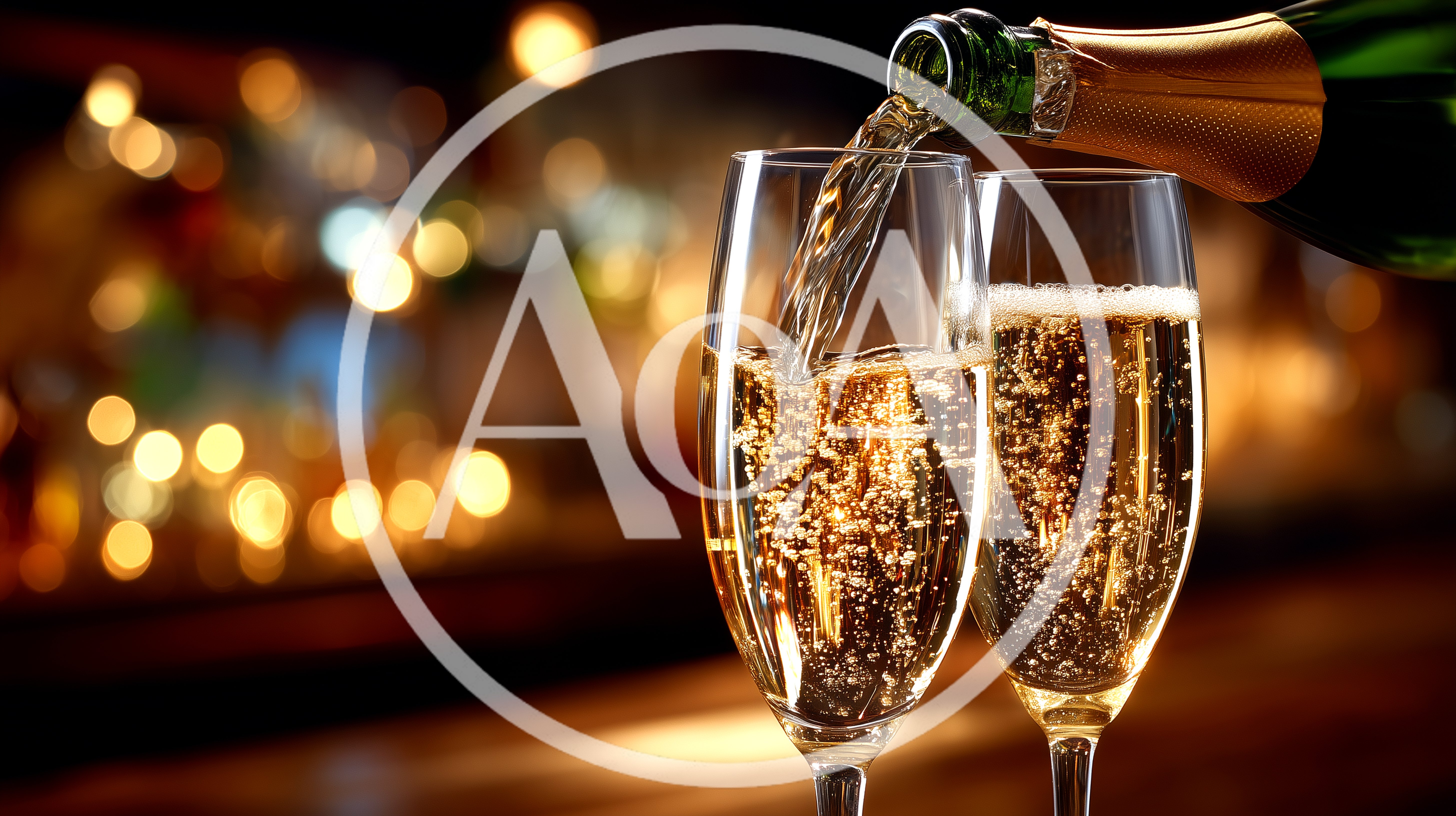 Champagne Being Poured Into Flute Glasses
