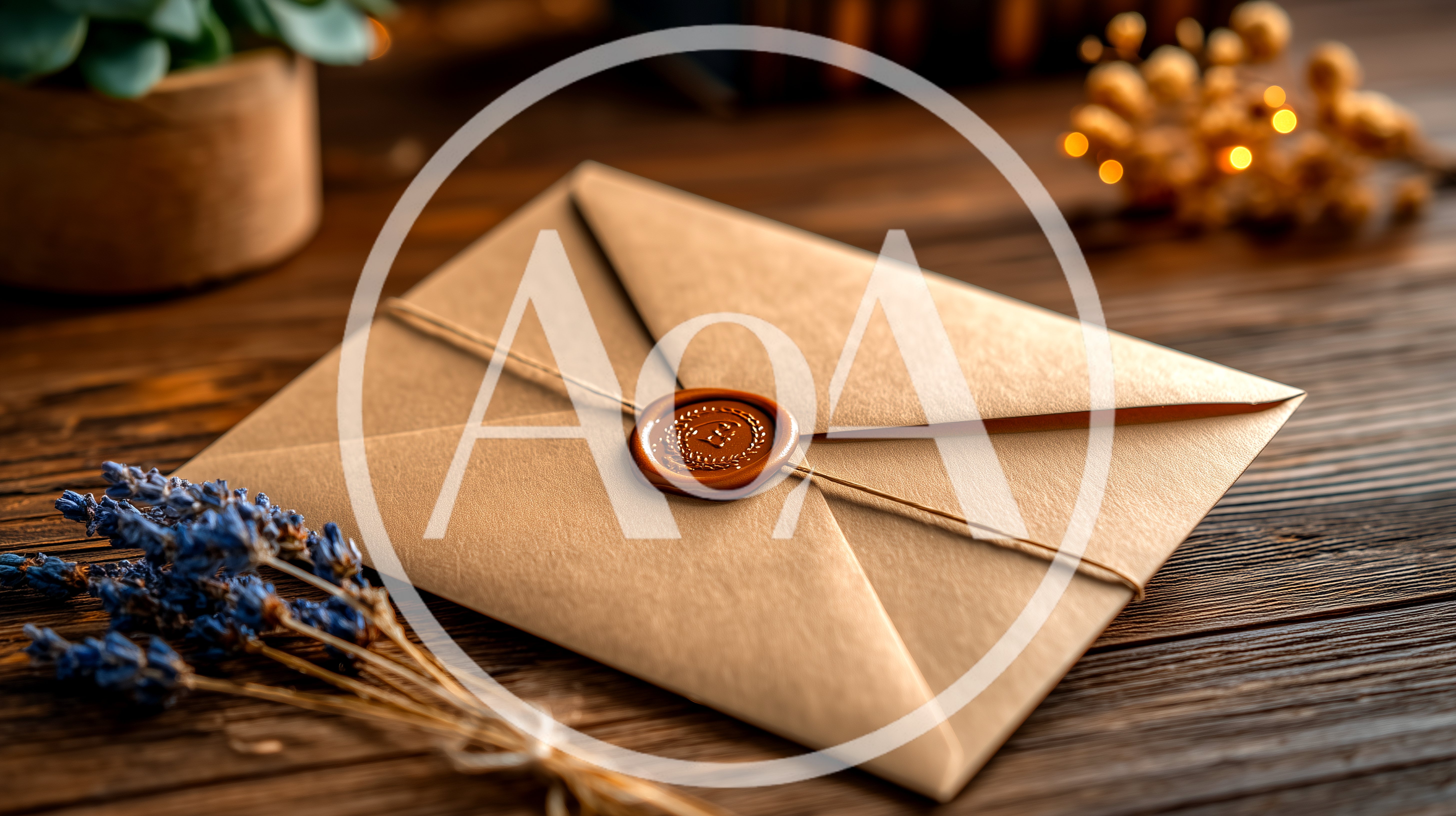 Vintage Envelope With Wax Seal On Wooden Table