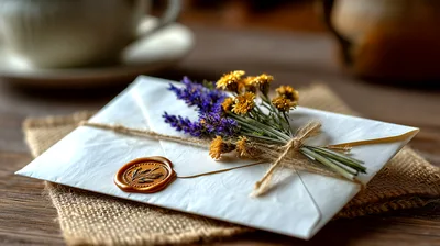 Wax Sealed Envelope With Dried Flowers