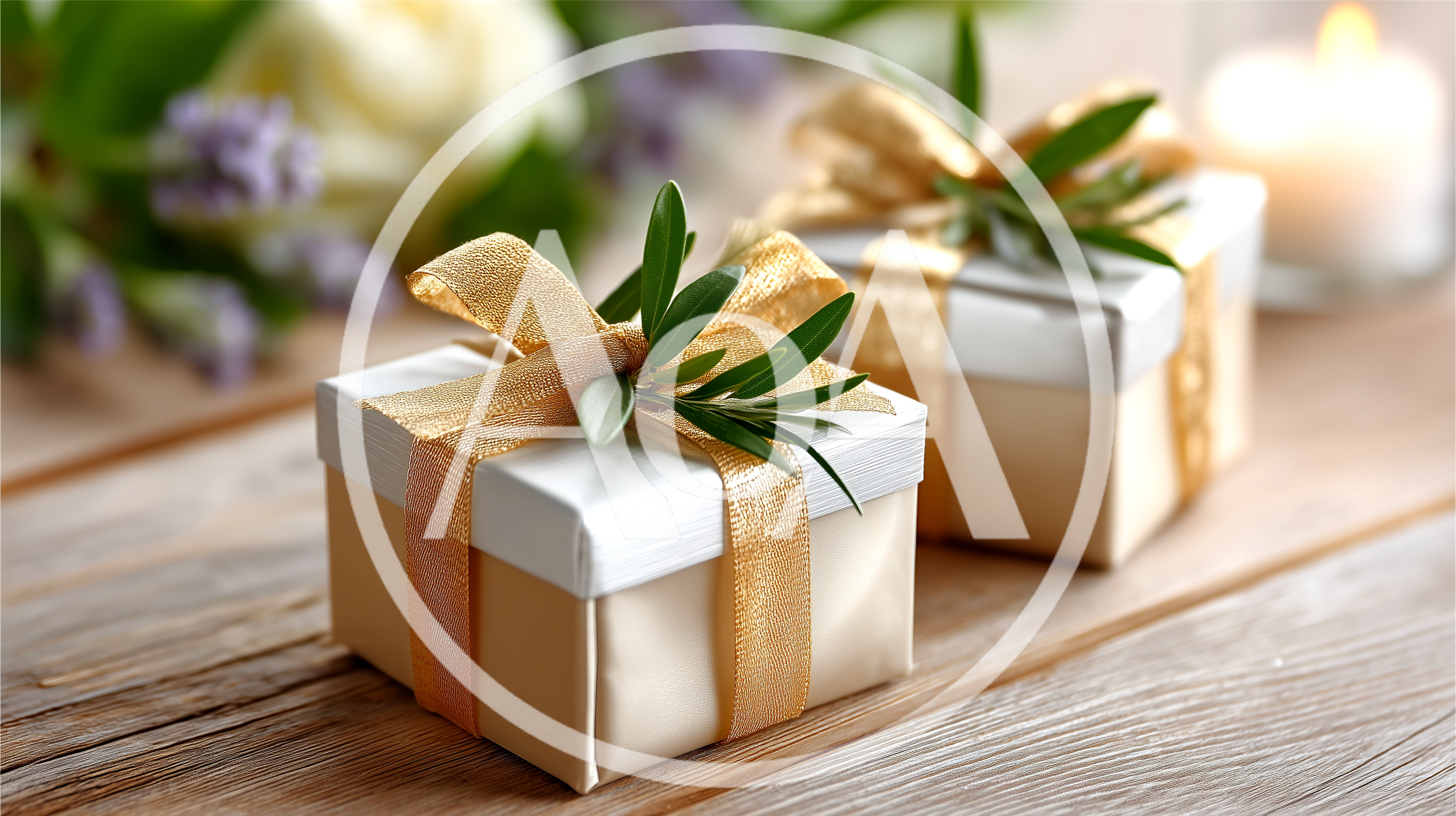 Two Elegant Gift Boxes With Gold Ribbons