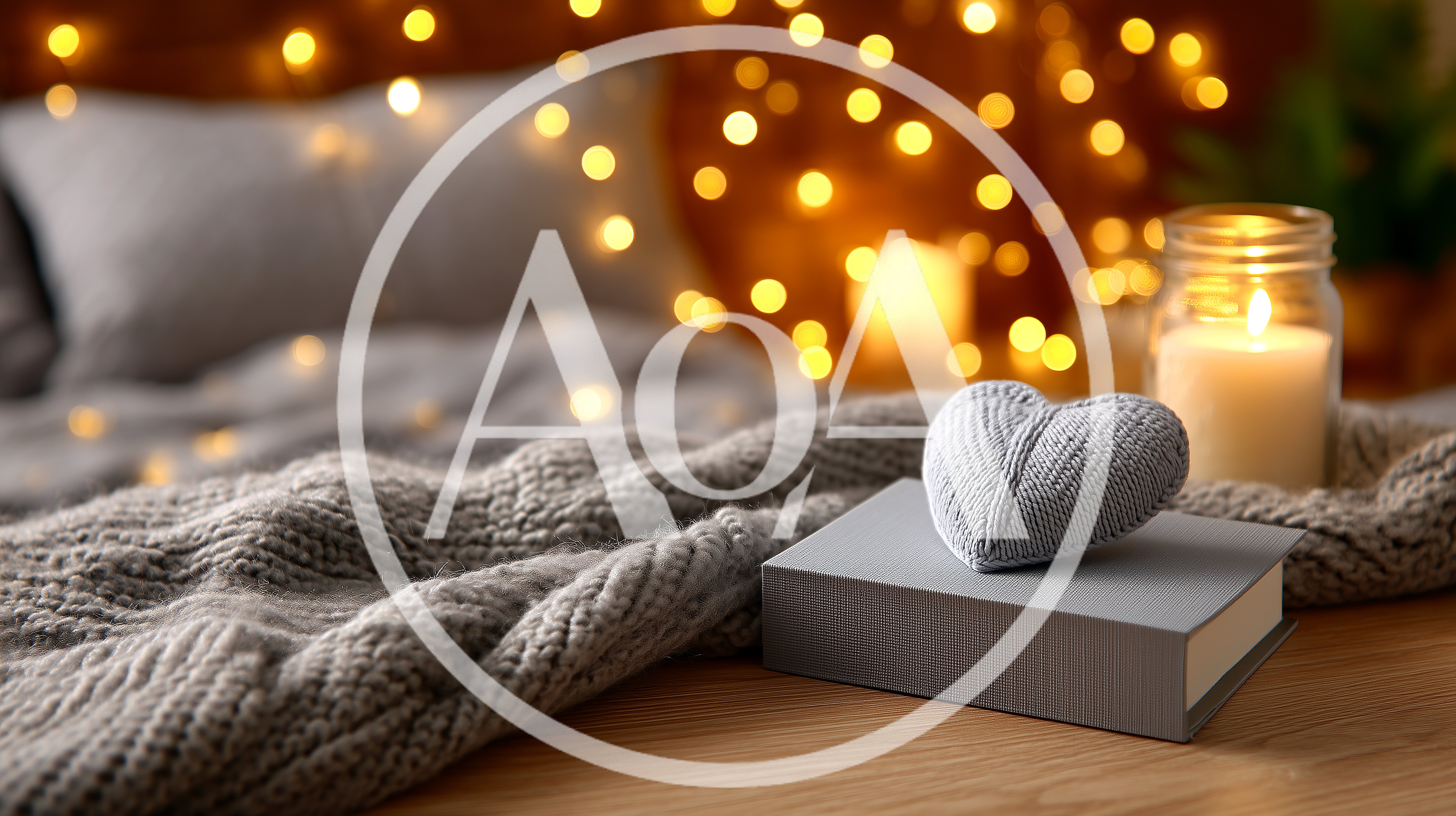 Cozy Bedroom Setting With Knitted Heart And Candle