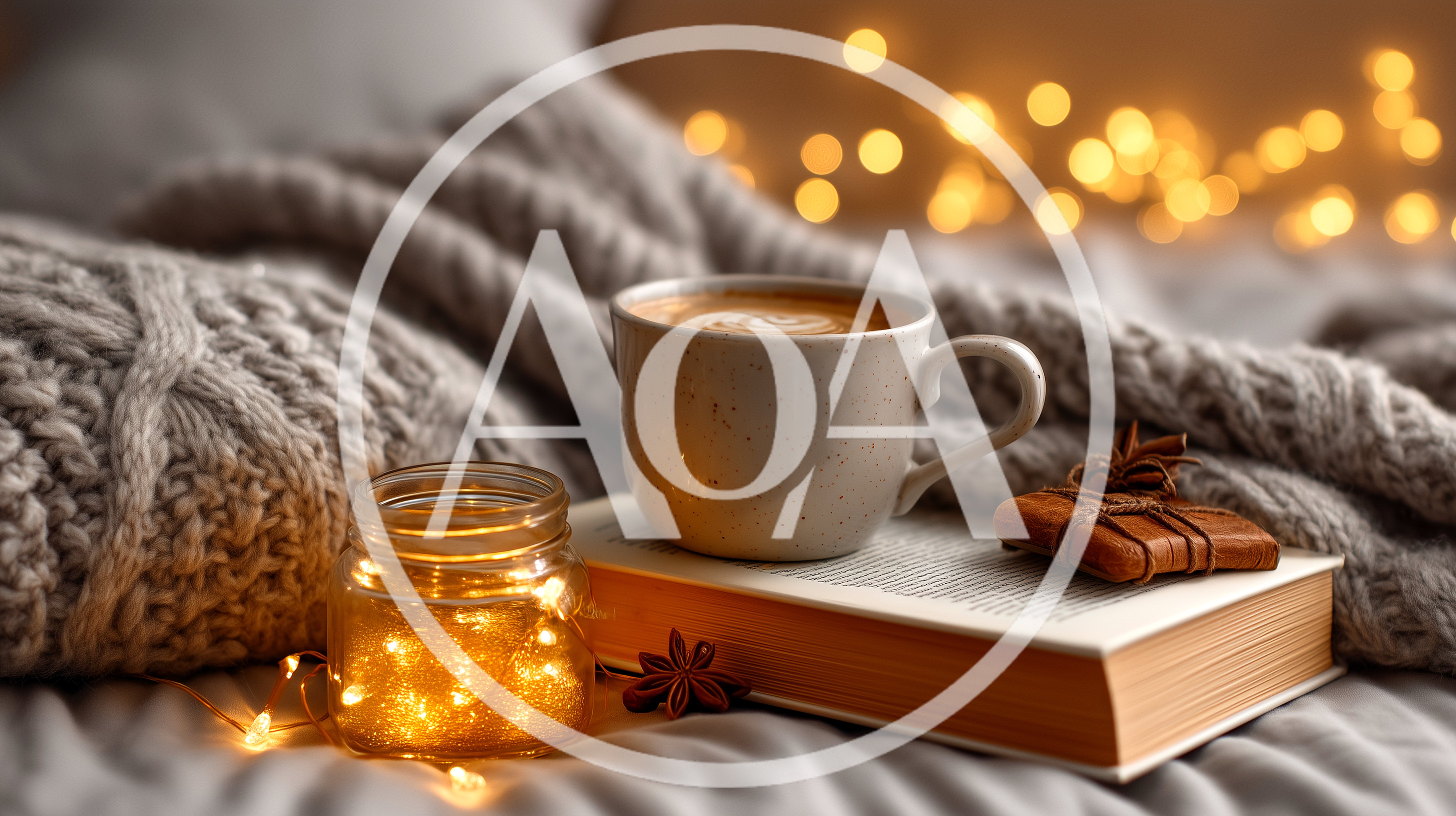 Cozy Morning Coffee With Book And Fairy Lights