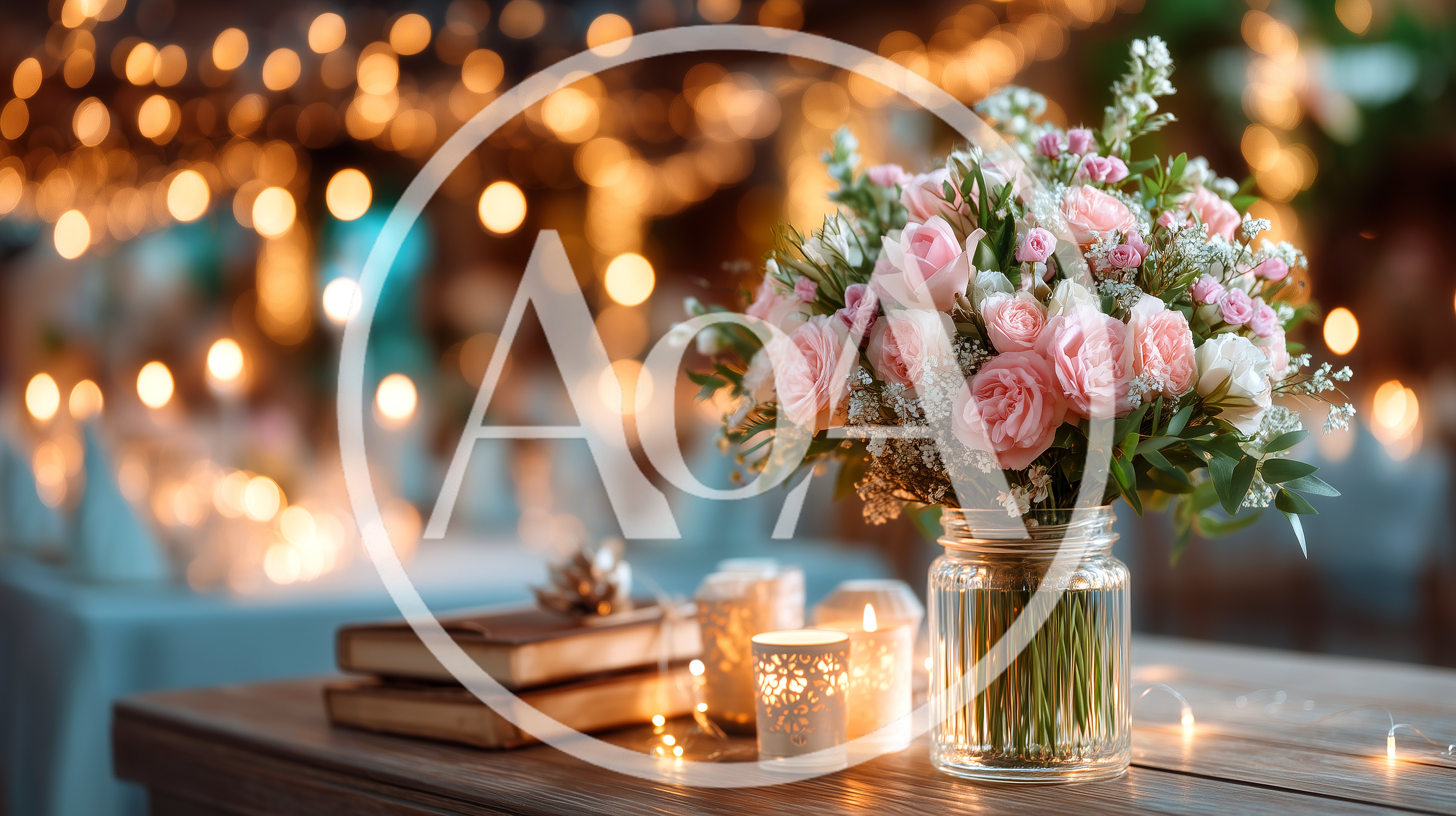 Romantic Wedding Table Centerpiece With Flowers And Candles