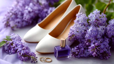 Wedding Accessories With Purple Lilac Flowers